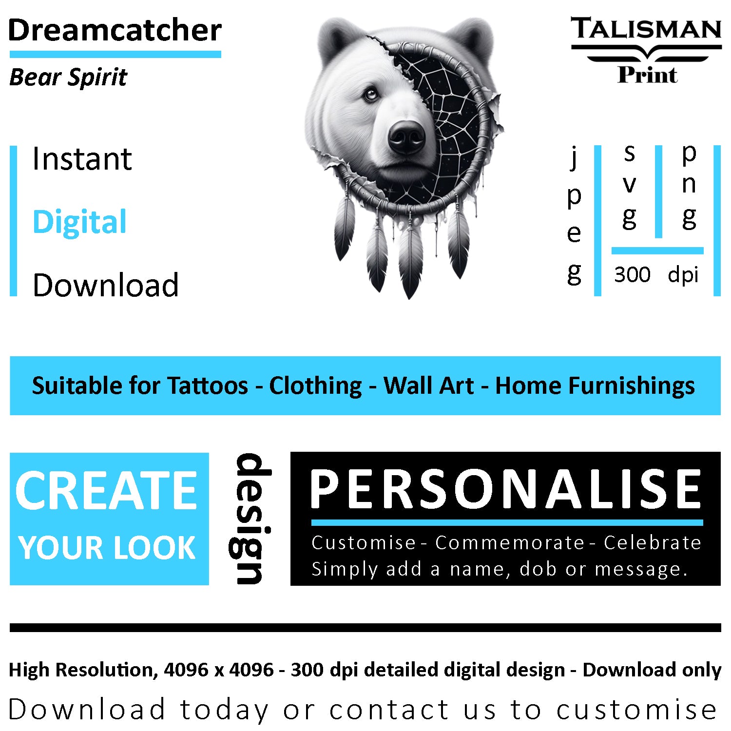 Dreamcatcher Bear Native American Digital Art Collection | PNG, JPEG & SVG | Instant Download for Cherokee Mythology, Powerful Meaningful Decor | Animal Designs