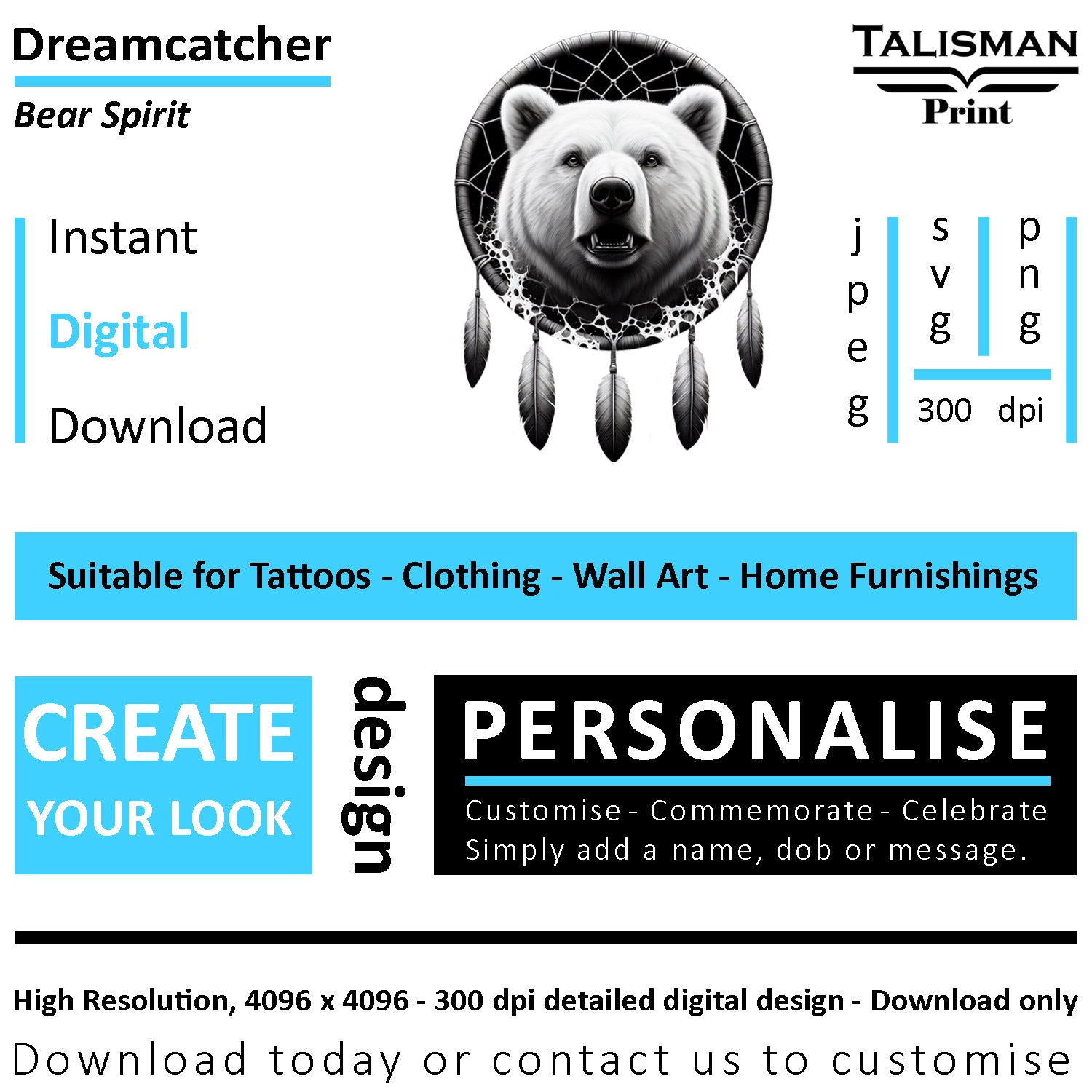 Dreamcatcher Bear Native American Digital Art Collection | PNG, JPEG & SVG | Instant Download for Cherokee Mythology, Powerful Meaningful Decor | Animal Designs