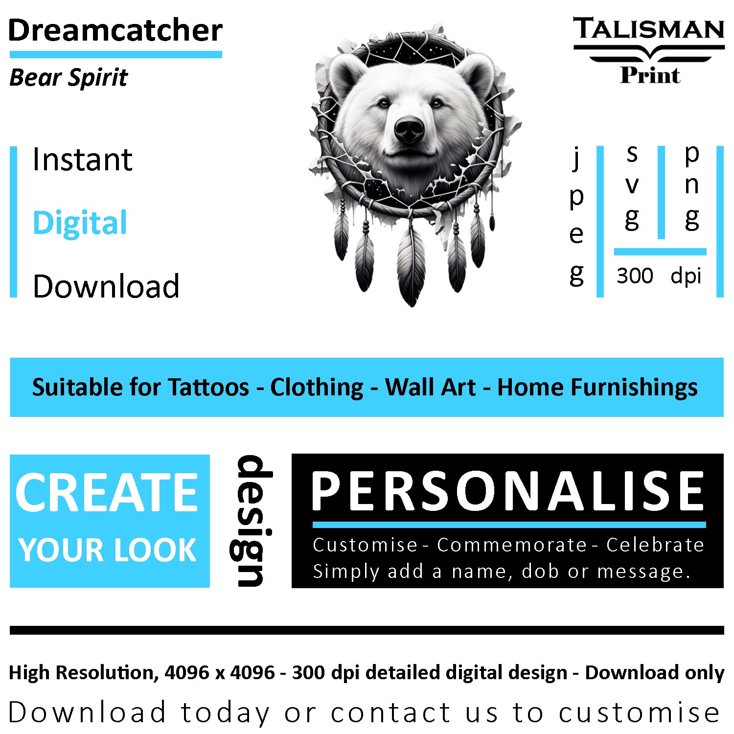 Dreamcatcher Bear Native American Digital Art Collection | PNG, JPEG & SVG | Instant Download for Cherokee Mythology, Powerful Meaningful Decor | Animal Designs