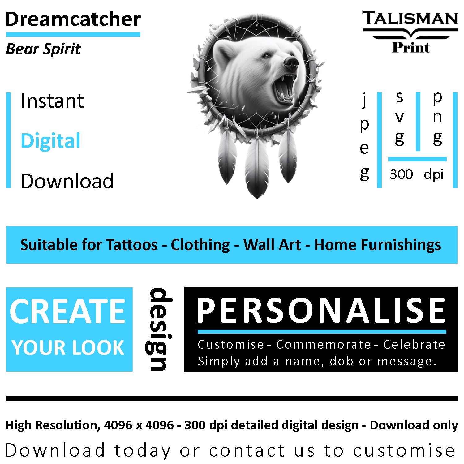 Dreamcatcher Bear Native American Digital Art Collection | PNG, JPEG & SVG | Instant Download for Cherokee Mythology, Powerful Meaningful Decor | Animal Designs