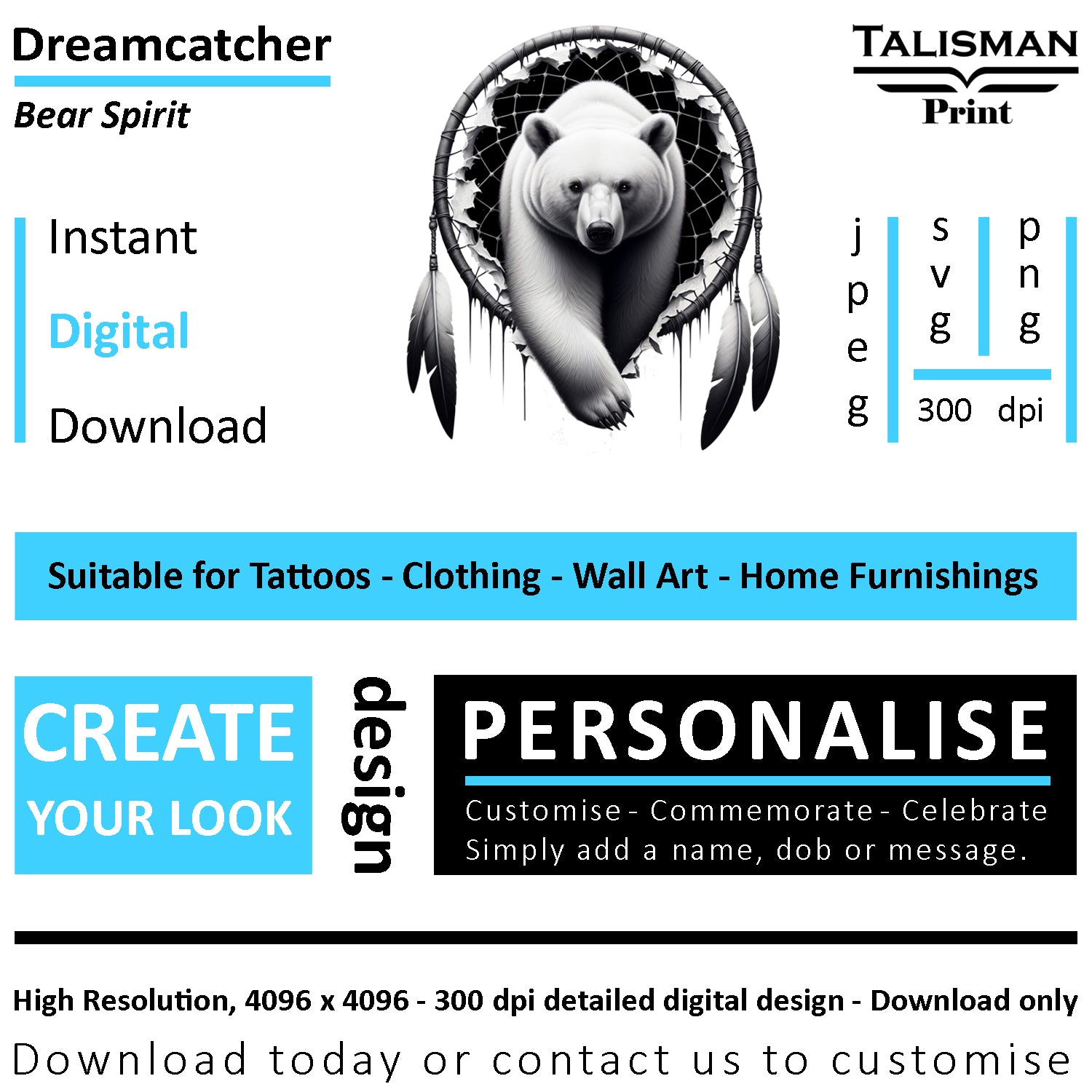 Dreamcatcher Bear Native American Digital Art Collection | PNG, JPEG & SVG | Instant Download for Cherokee Mythology, Powerful Meaningful Decor | Animal Designs