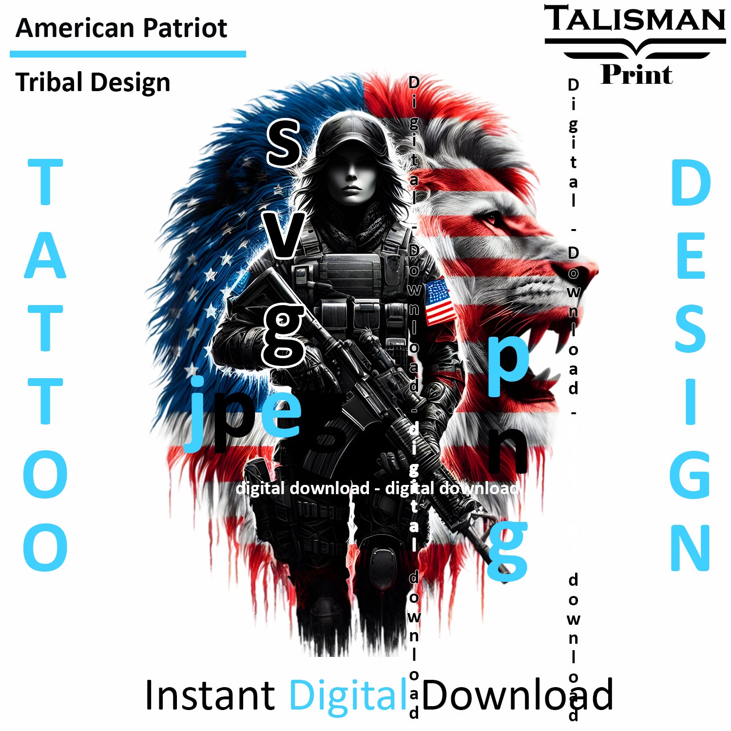 Military Woman - Digital Art | PNG, JPEG & SVG | Instant Download for American Apparel, Décor and Wall Art