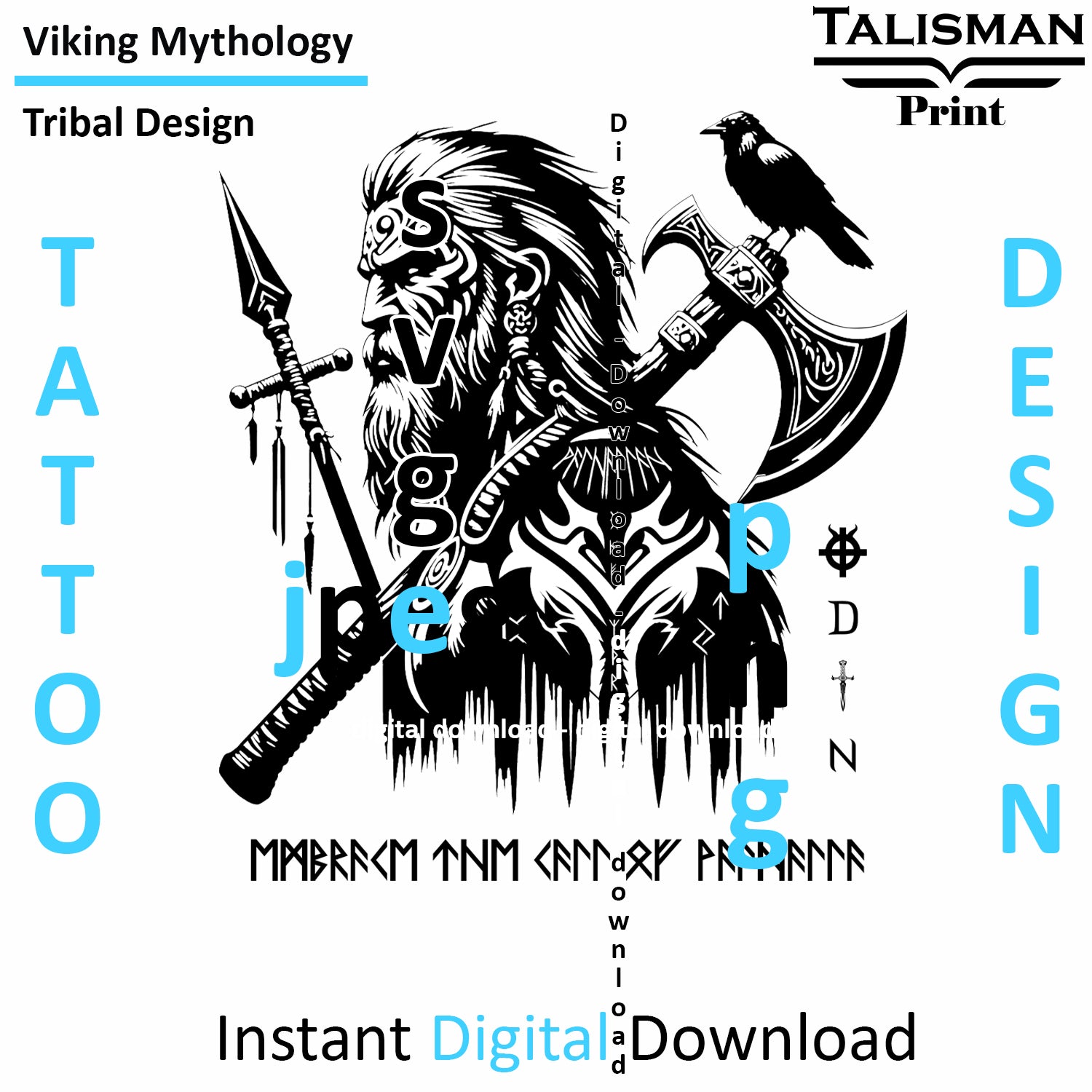 Viking Valhallas Call - Digital Art Collection | PNG, JPEG & SVG | Instant Tattoo Download