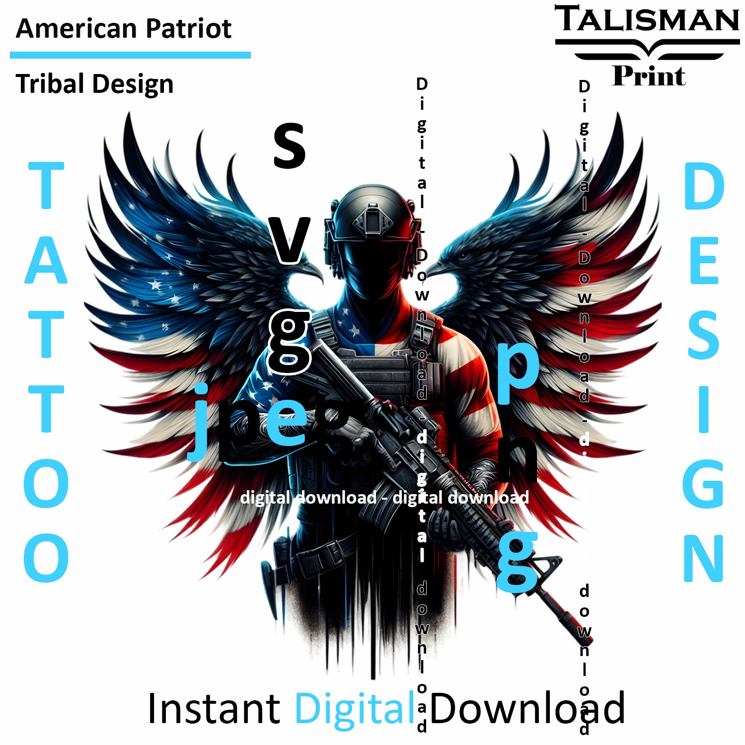 Eagle X Patriot - Digital Art | PNG, JPEG & SVG | Instant Download for Apparel, Décor and Wall Art