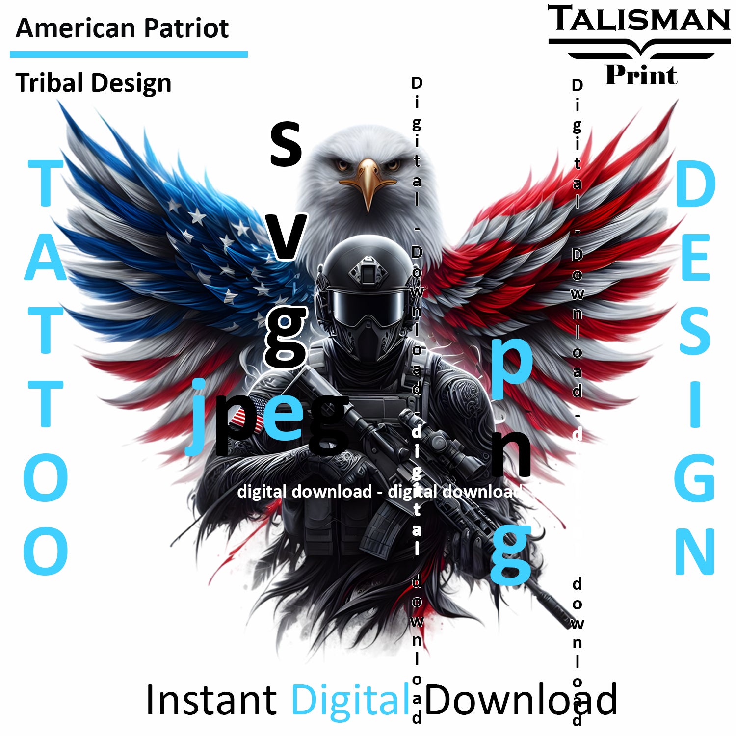 Eagle X Patriot - Digital Art | PNG, JPEG & SVG | Instant Download for Apparel, Décor and Wall Art