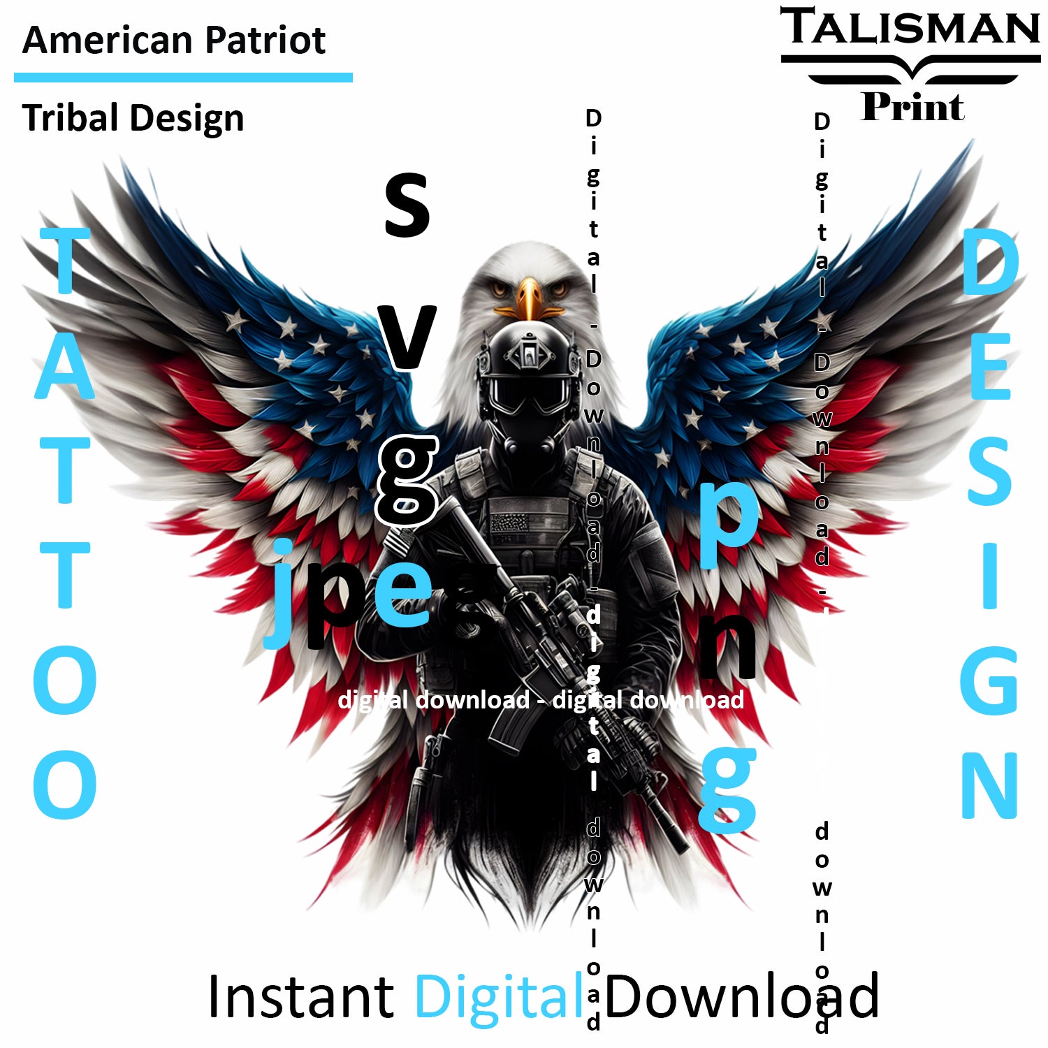 Eagle X Patriot - Digital Art | PNG, JPEG & SVG | Instant Download for Apparel, Décor and Wall Art