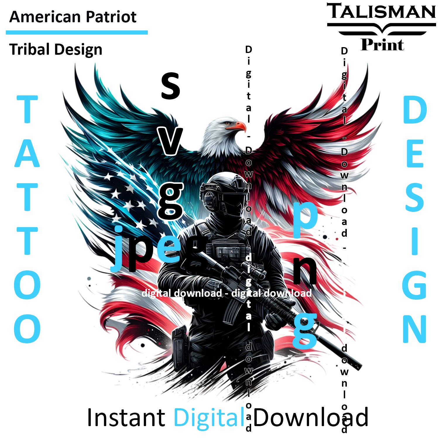 Eagle X Patriot - Digital Art | PNG, JPEG & SVG | Instant Download for Apparel, Décor and Wall Art