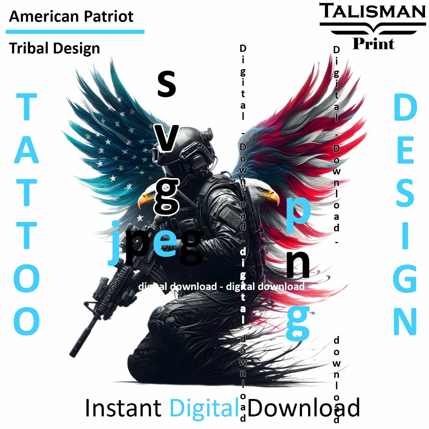 Eagle X Patriot - Digital Art | PNG, JPEG & SVG | Instant Download for Apparel, Décor and Wall Art