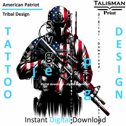 American Patriot - Digital Art | PNG, JPEG & SVG | Instant Download for Apparel, Décor and Wall Art