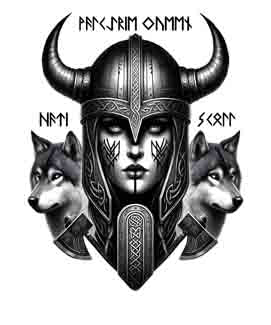 Viking Valkyrie Queen - Hati and Skoll - Digital Art Collection | PNG, JPEG & SVG | Instant Tattoo Download