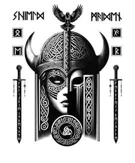 Viking Warrior Shield Maiden - Digital Art Collection | PNG, JPEG & SVG | Instant Tattoo Download