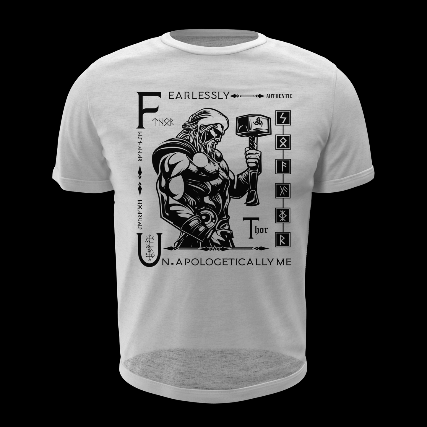 Black T shirt White Thor Viking Talisman Men Women Unisex Valhalla Tee