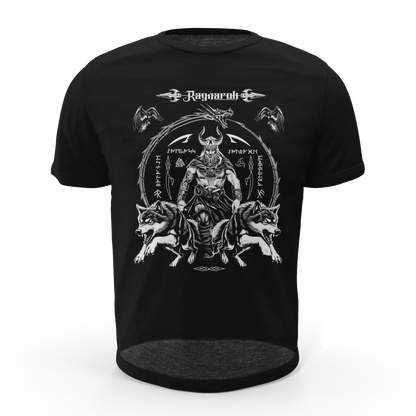 Black T Shirt White Viking Wolves Talisman Men Women Unisex Valhalla Tee