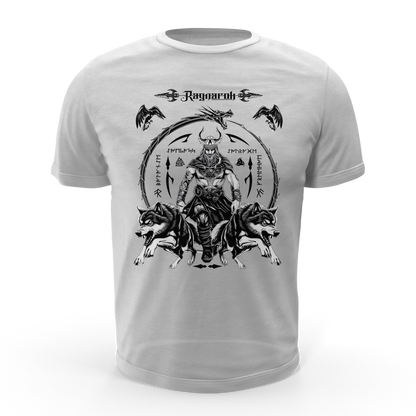 Black T Shirt White Viking Wolves Talisman Men Women Unisex Valhalla Tee