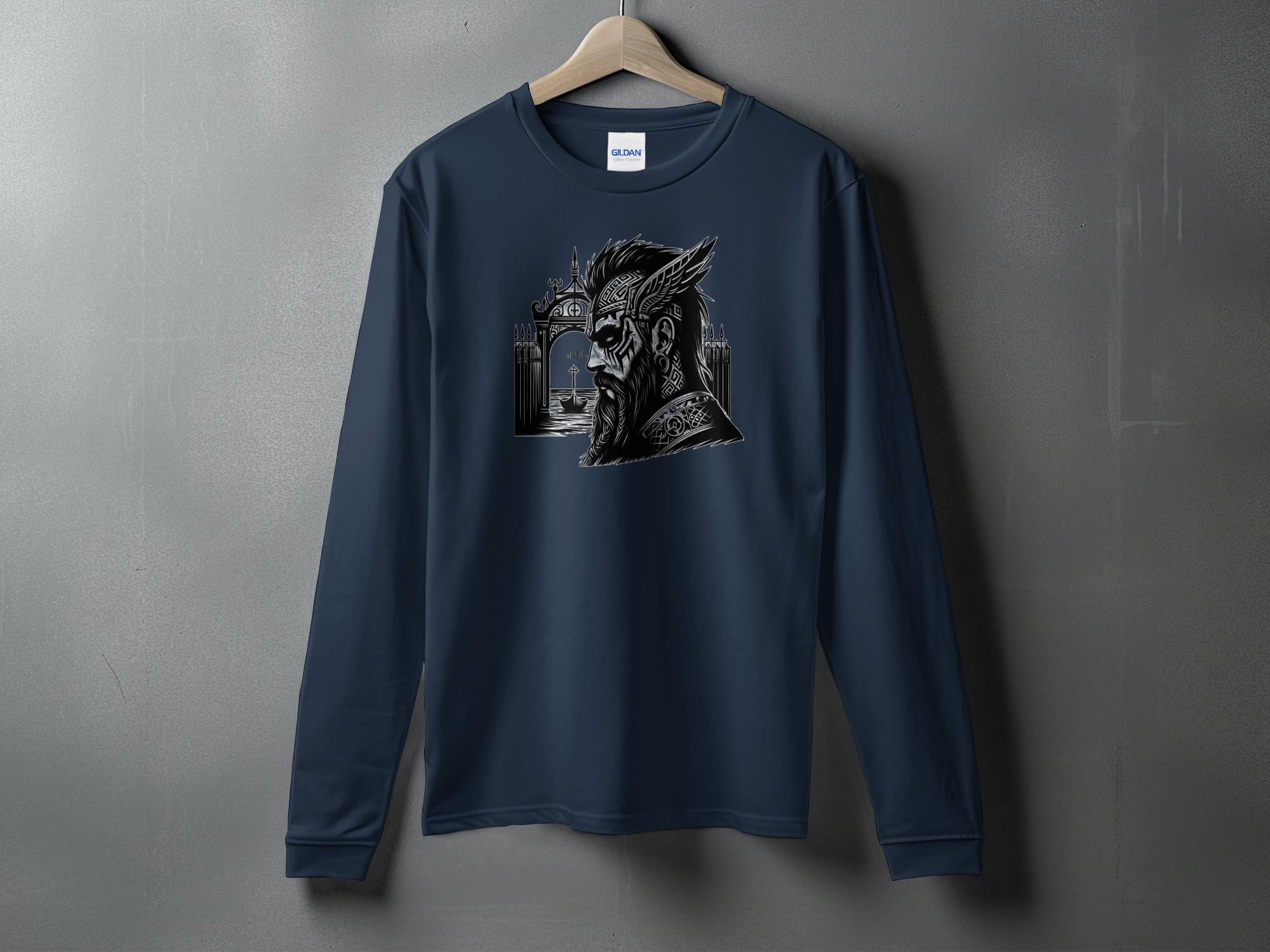 Viking Acceptance - Coloured Gildan Long Sleeve Realistic Norse Talisman Men Women Unisex Valhalla Tee Graphic Design