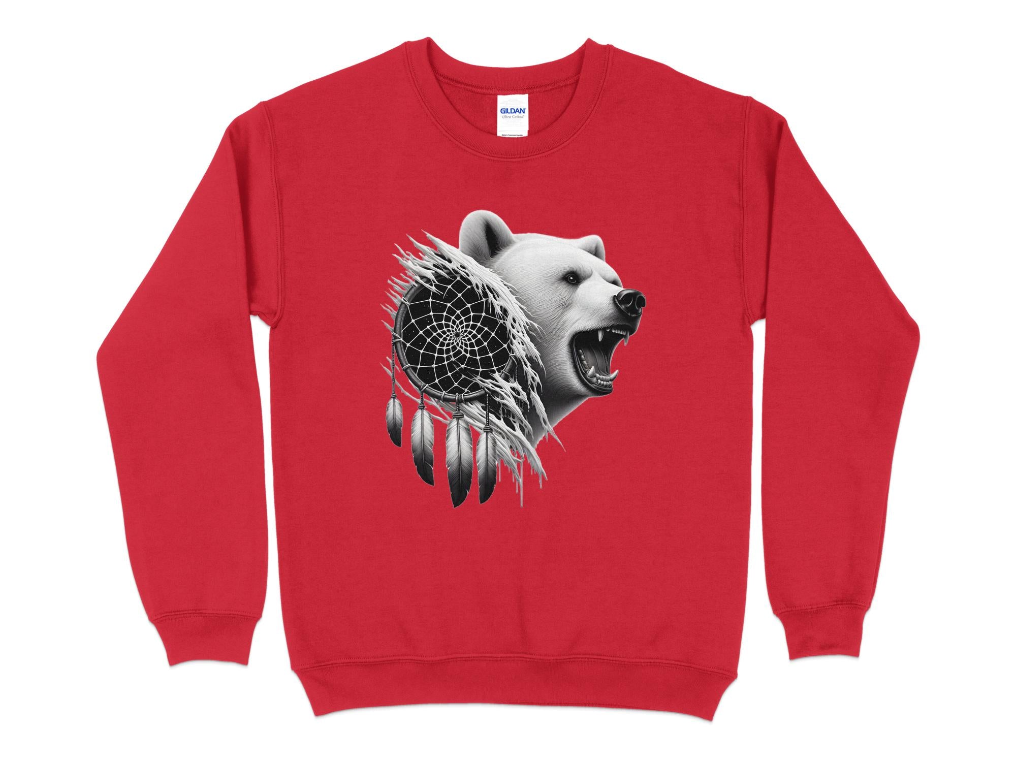 Dreamcatcher Bear - Coloured Gildan Sweatshirt Realistic Native American Talisman Unisex Mythology Tee Graphic Design