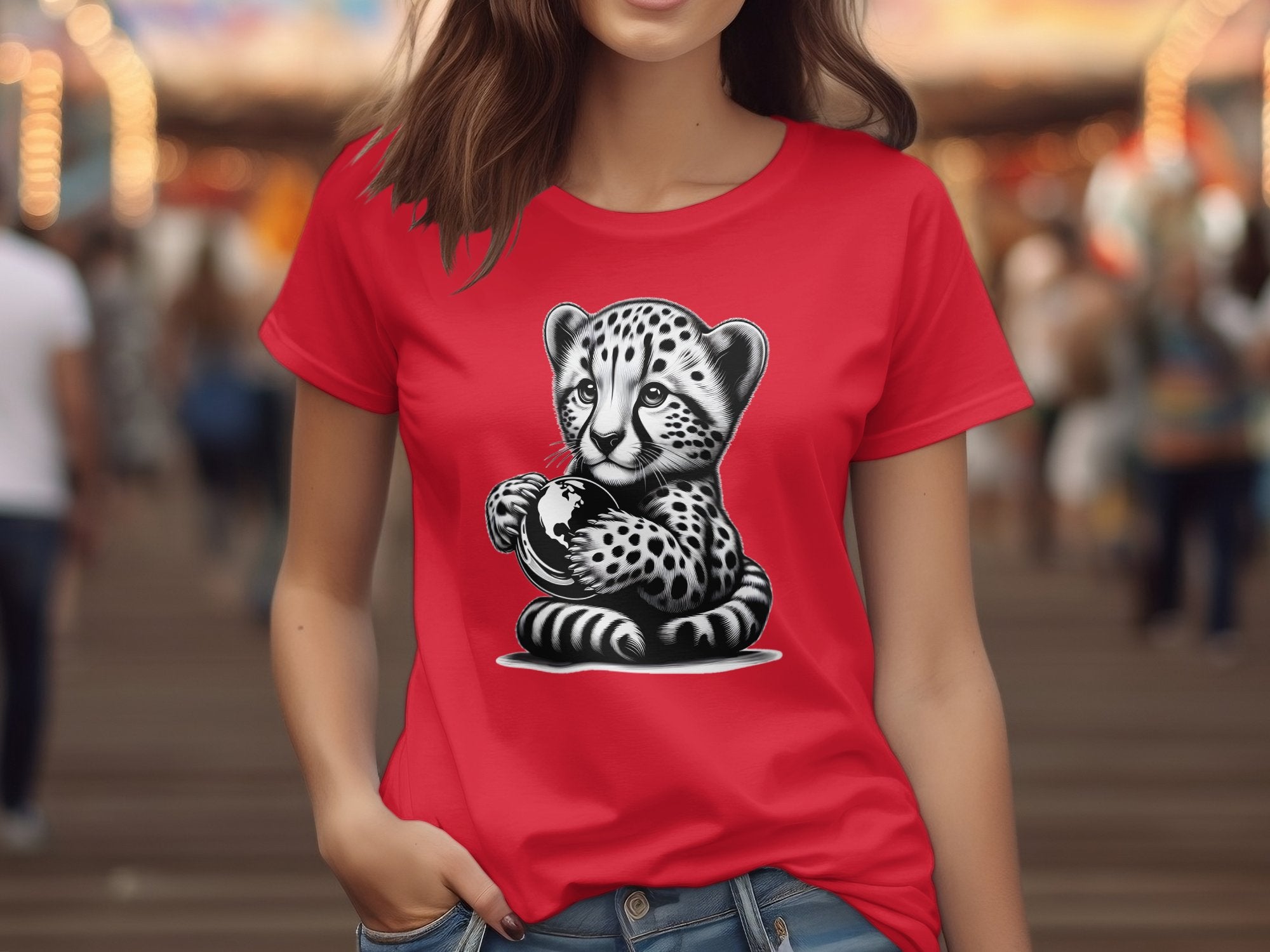 Cheetah World - Coloured Gildan T-Shirt Realistic Animal Talisman Unisex Cute Tee Graphic Design