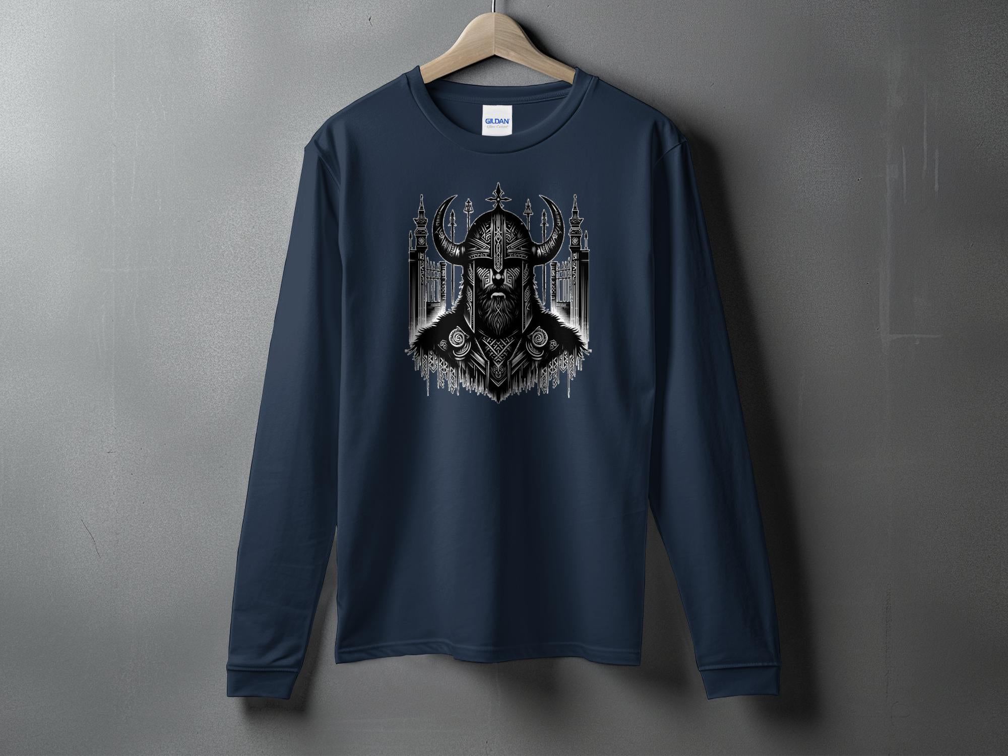 Viking Resolve - Coloured Gildan Long Sleeve Realistic Norse Talisman Men Women Unisex Valhalla Tee Graphic Design