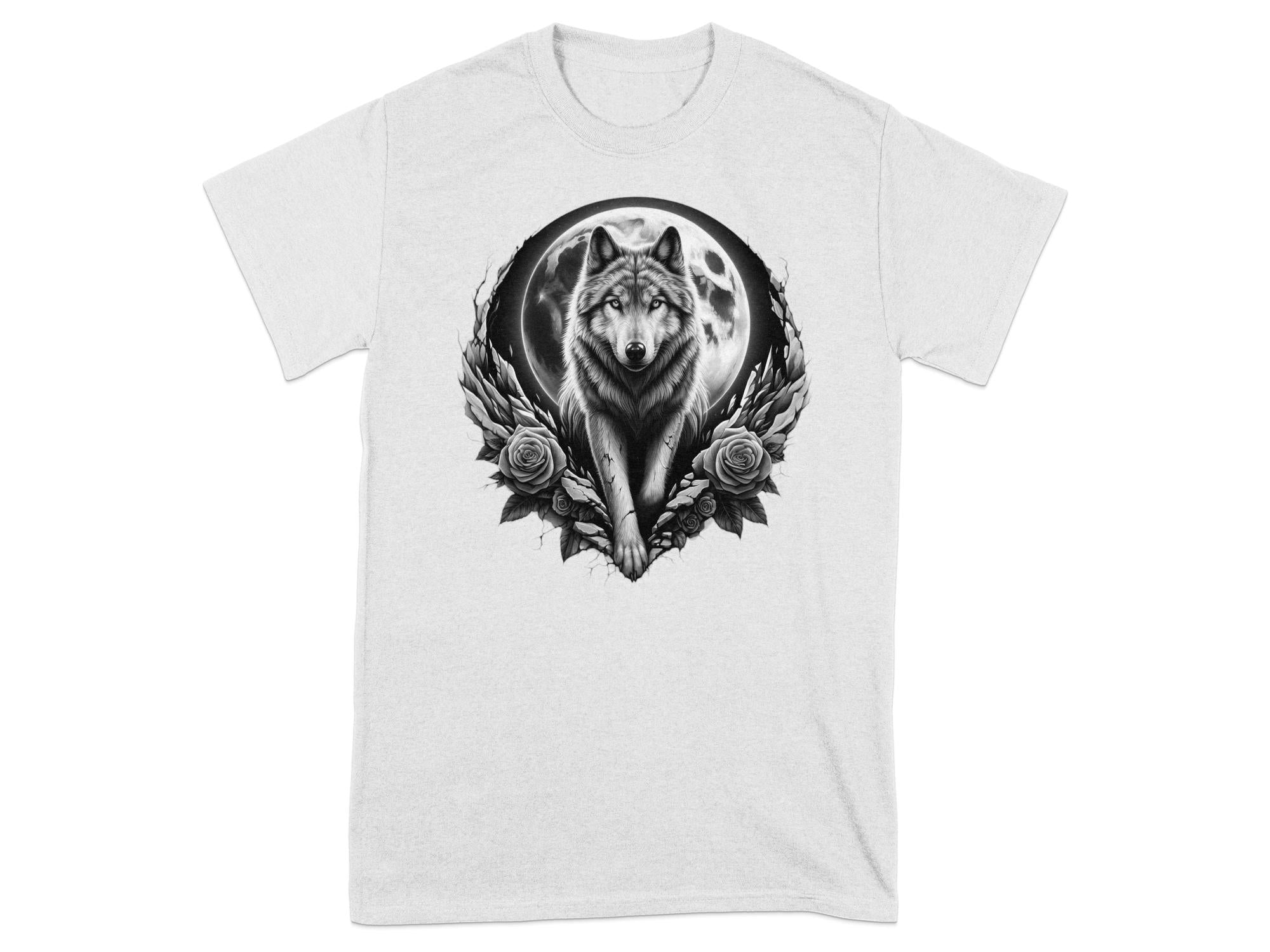 Moon Wolf - Coloured Gildan T-Shirt Realistic Animal Talisman Unisex Mythology Tee Graphic Design