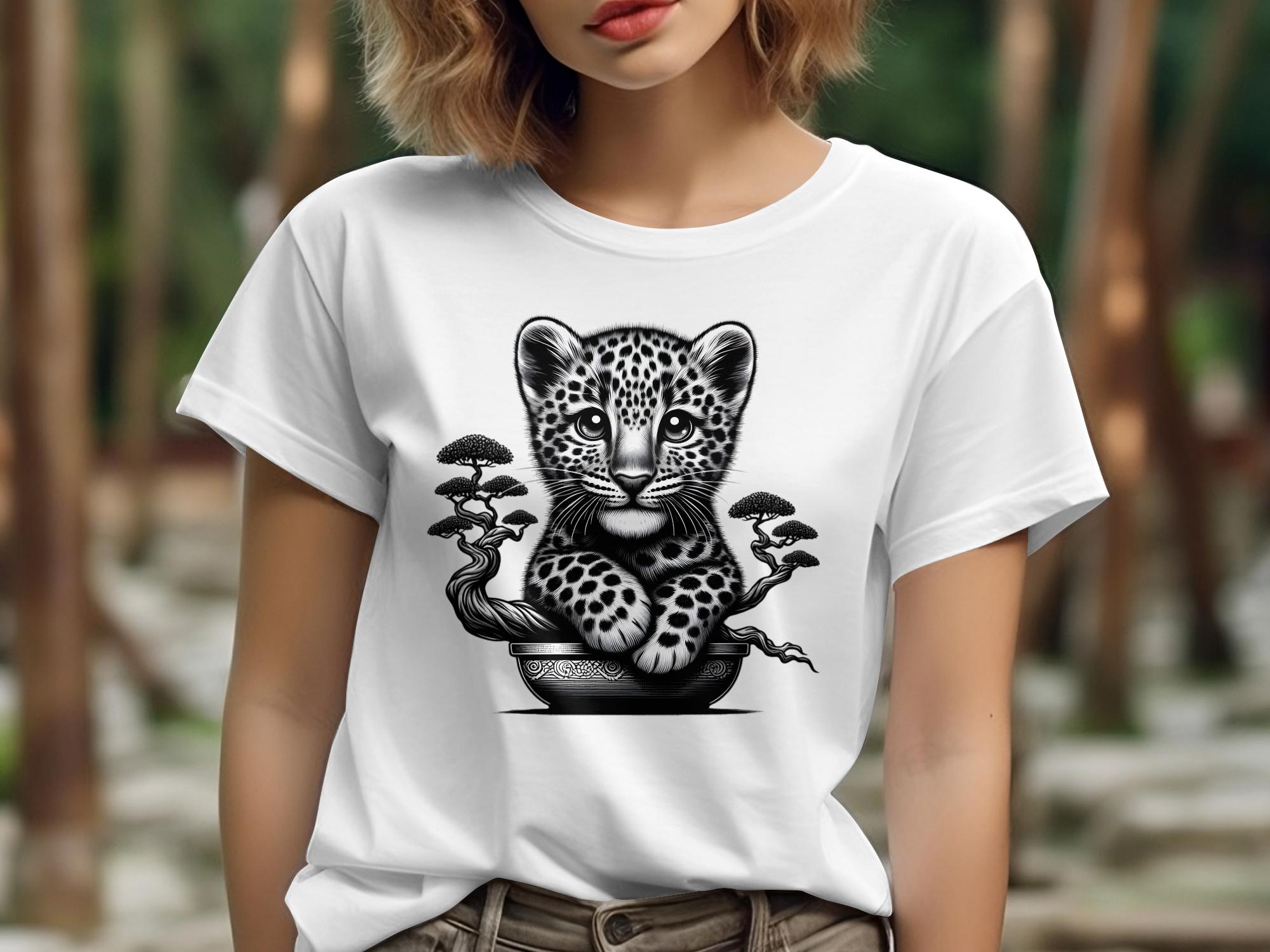 Leopard Bonsai - Coloured Gildan T-Shirt Realistic Animal Talisman Unisex Cute Tee Graphic Design