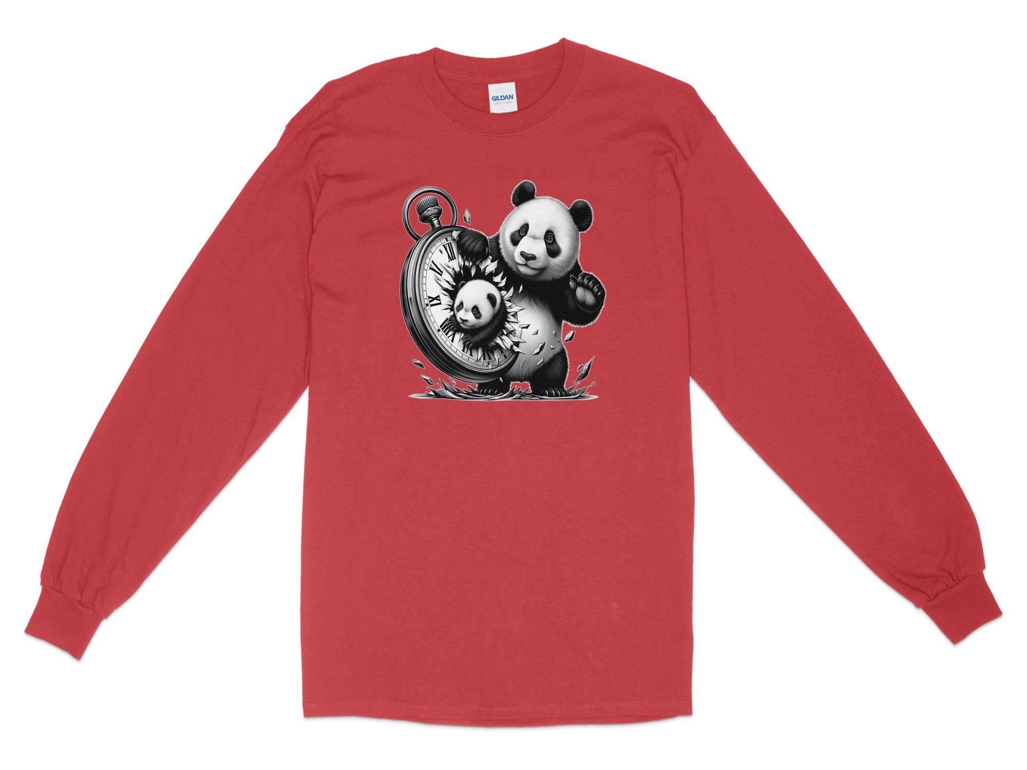 Panda - Coloured Gildan Long Sleeve Realistic Animal Talisman Unisex Cute Tee Graphic Design