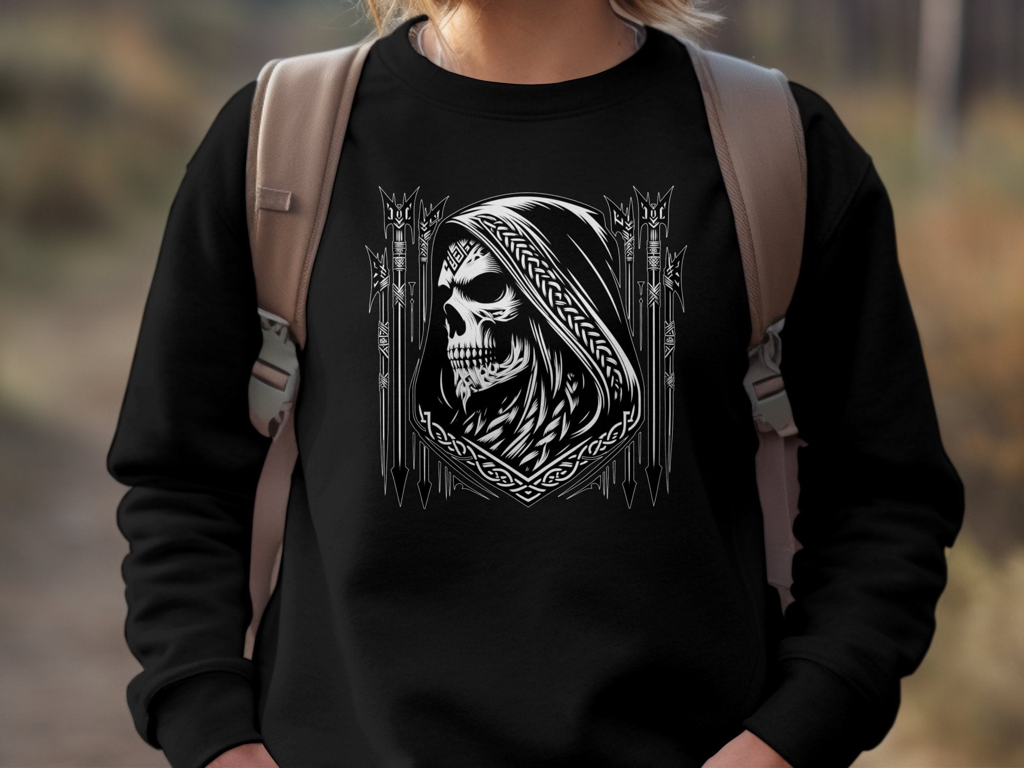 Grim Reaper - Black White Gildan Sweatshirt Commemorative Talisman Unisex Tee Graphic Design