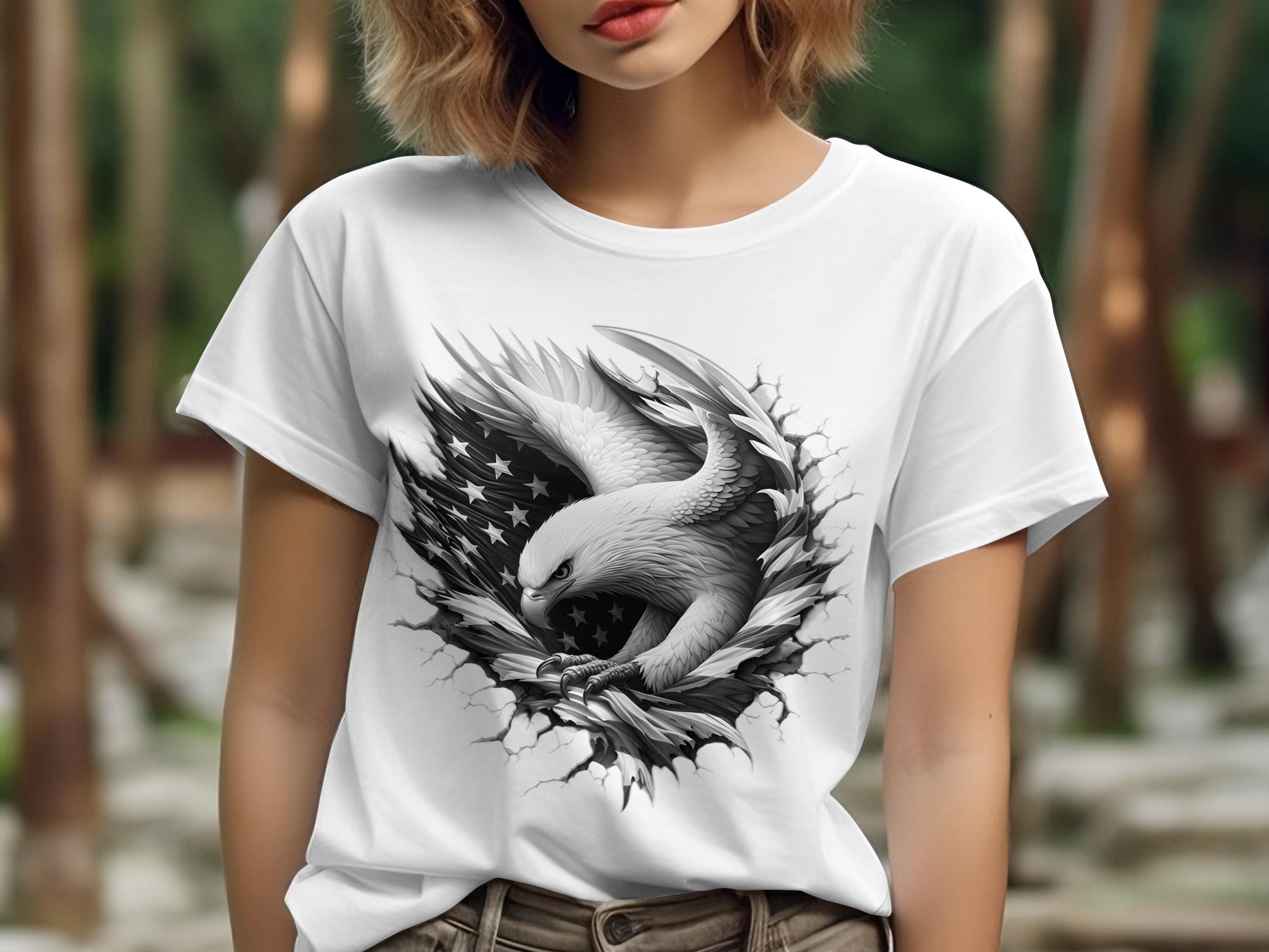 Eagle Patriot - Coloured Gildan T-Shirt Realistic Animal Talisman Unisex Tee Graphic Design