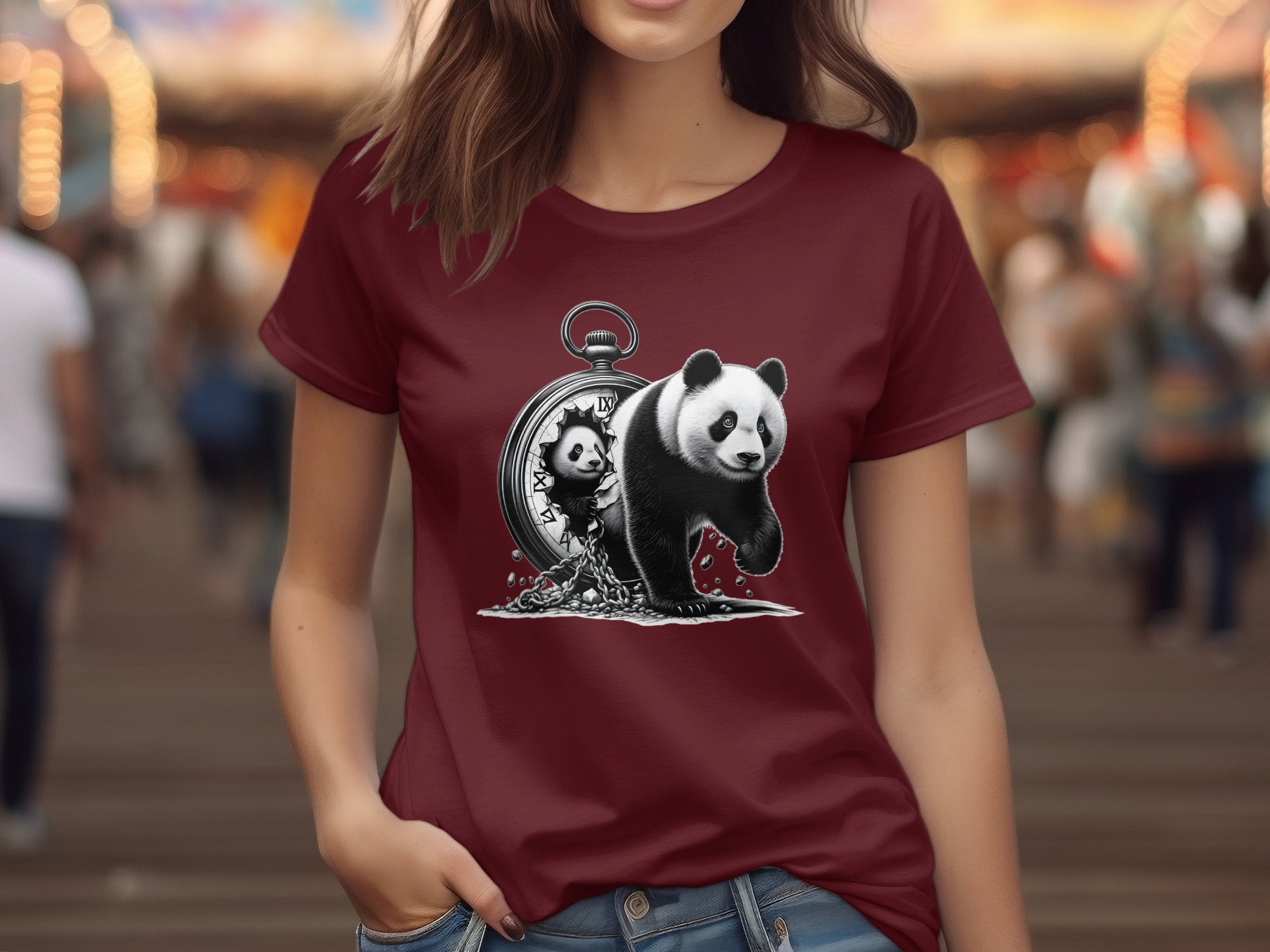 Panda - Coloured Gildan T-Shirt Realistic Animal Talisman Unisex Cute Tee Graphic Design