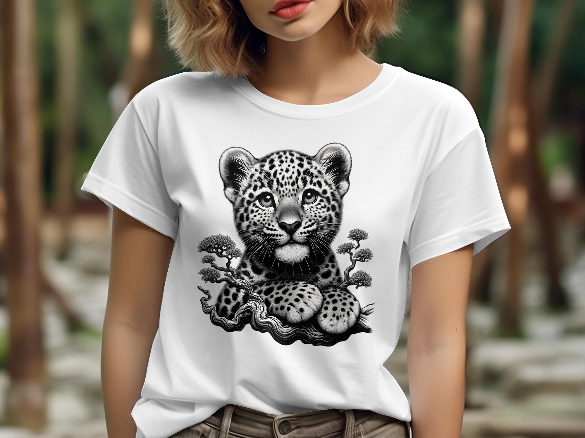 Leopard Bonsai - Coloured Gildan T-Shirt Realistic Animal Talisman Unisex Cute Tee Graphic Design