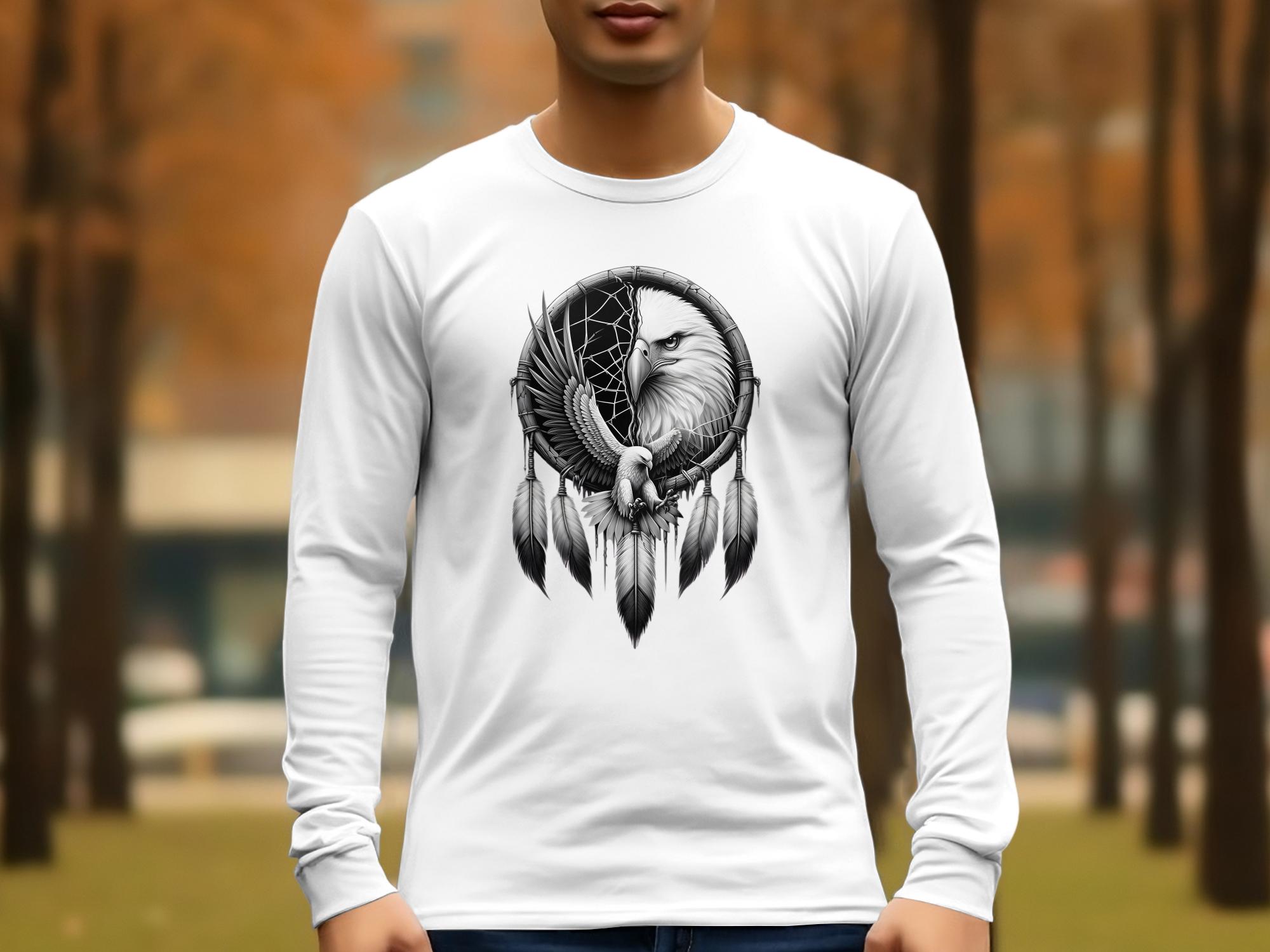 Dreamcatcher Eagle - Coloured Gildan Long Sleeve Realistic Native American Talisman Unisex Mythology Tee Graphic Design