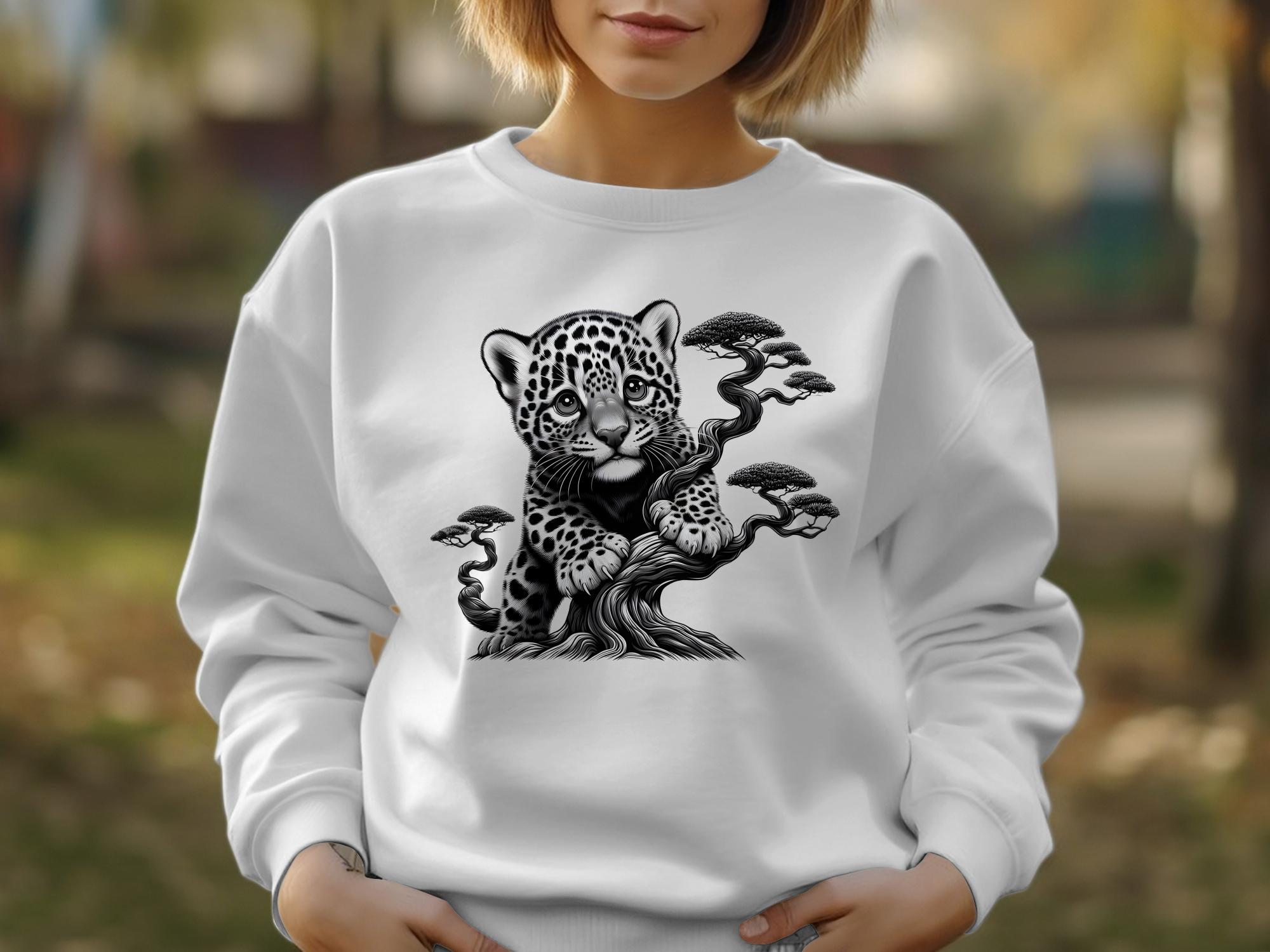 Leopard Bonsai - Coloured Gildan Sweatshirt Realistic Animal Talisman Unisex Cute Tee Graphic Design