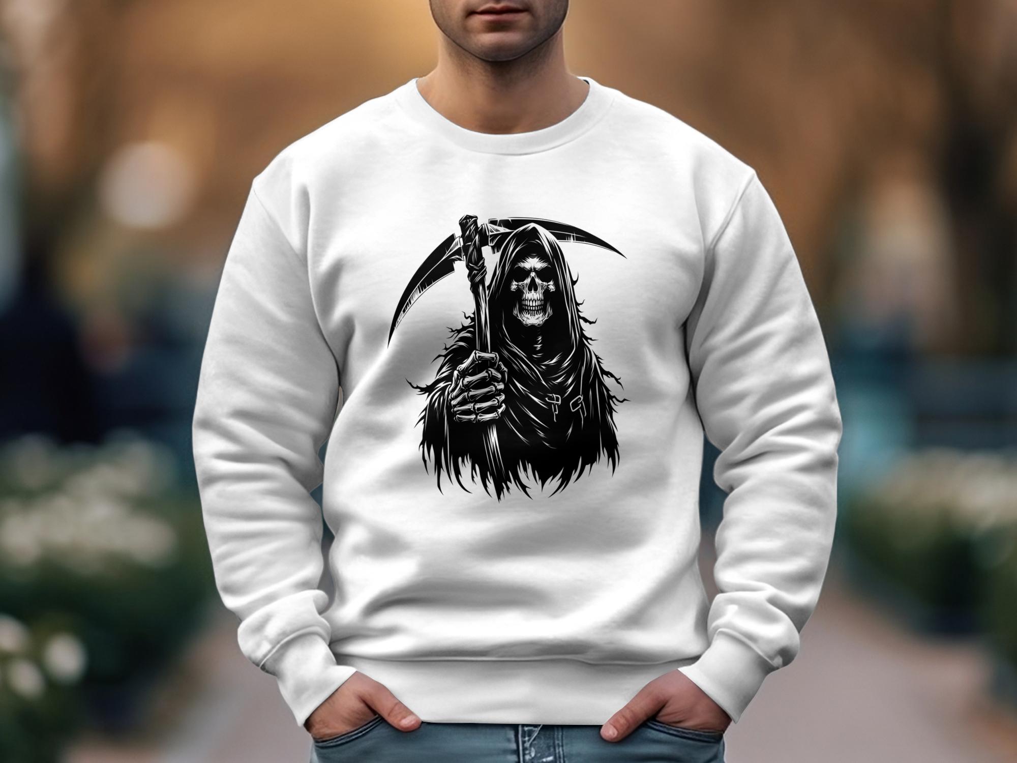 Grim Reaper - Black White Gildan Sweatshirt Commemorative Talisman Unisex Tee Graphic Design