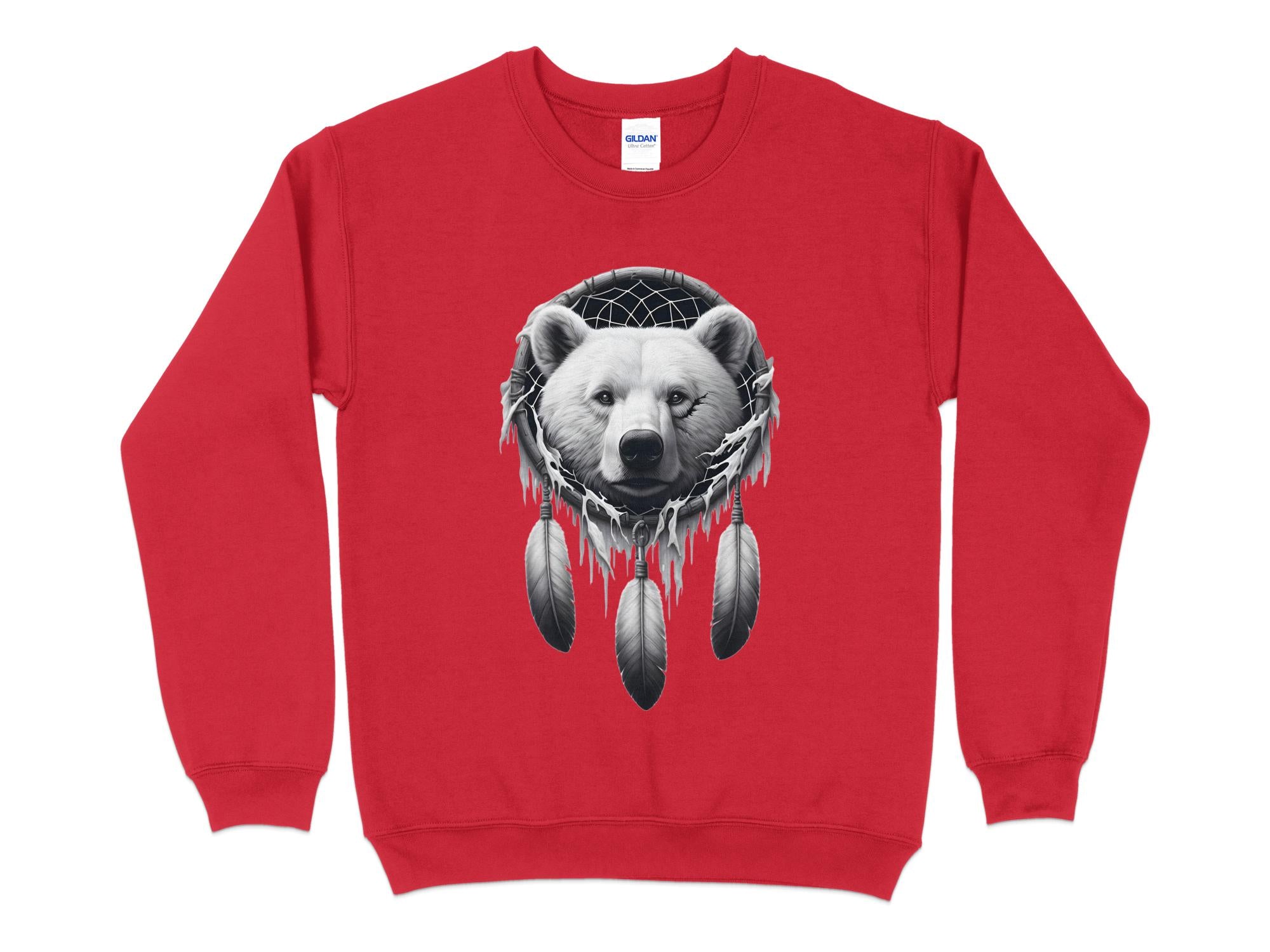 Dreamcatcher Bear - Coloured Gildan Sweatshirt Realistic Native American Talisman Unisex Mythology Tee Graphic Design