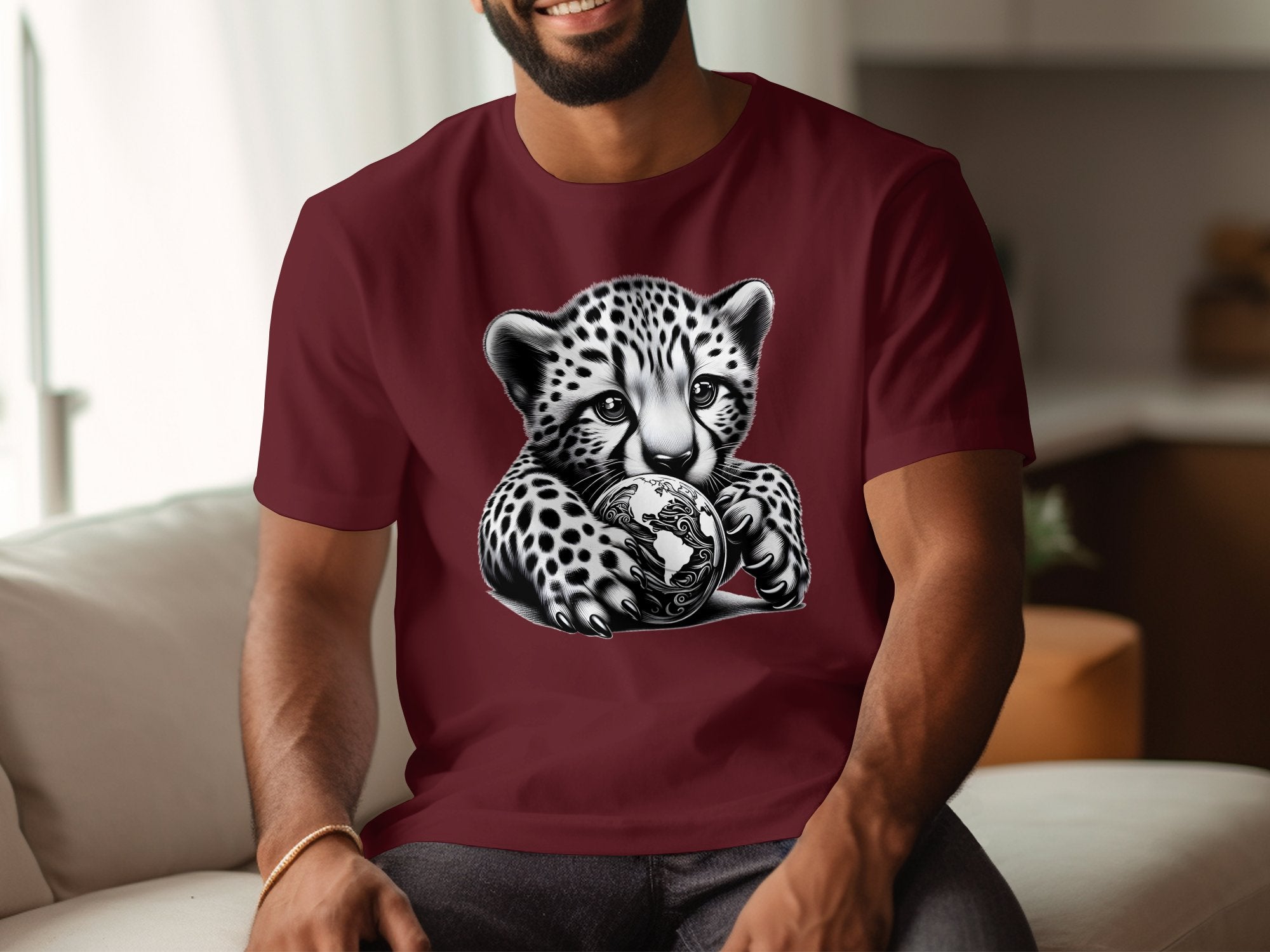 Cheetah World - Coloured Gildan T-Shirt Realistic Animal Talisman Unisex Cute Tee Graphic Design