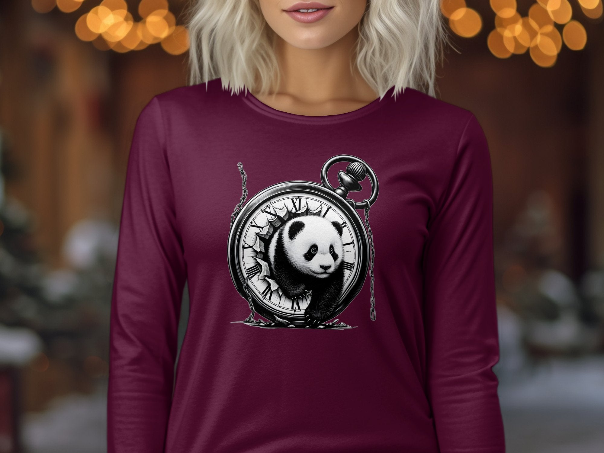 Panda - Coloured Gildan Long Sleeve Realistic Animal Talisman Unisex Cute Tee Graphic Design