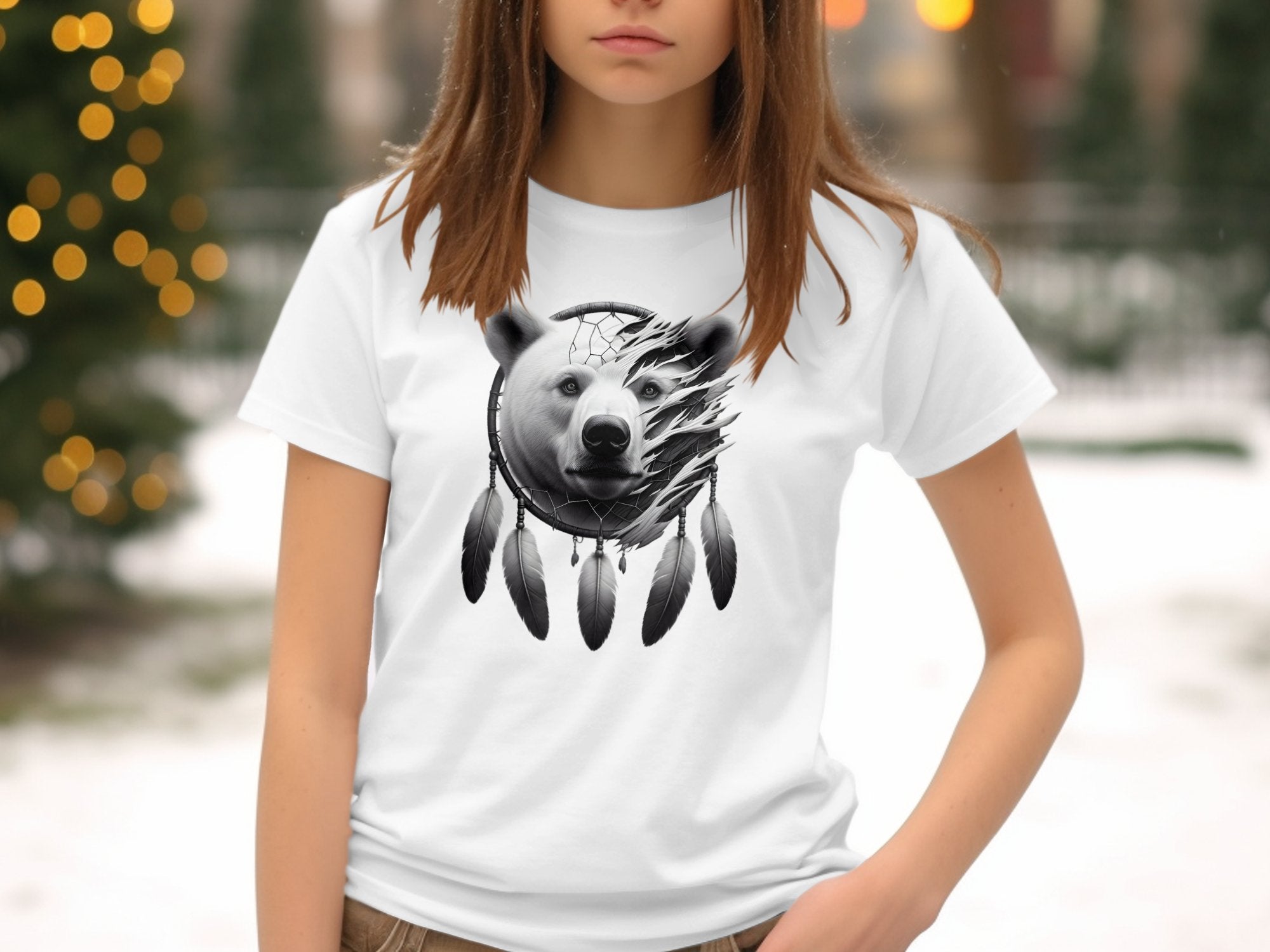 Dreamcatcher Bear - Coloured Gildan Kids T Shirt Realistic Native American Talisman Unisex Mythology Tee Graphic Design