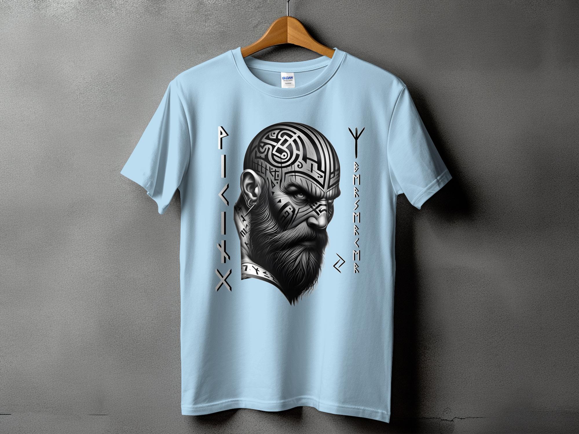 Viking Focus - Coloured Gildan T Shirt Realistic Norse Talisman Men Women Unisex Valhalla Tee Graphic Design