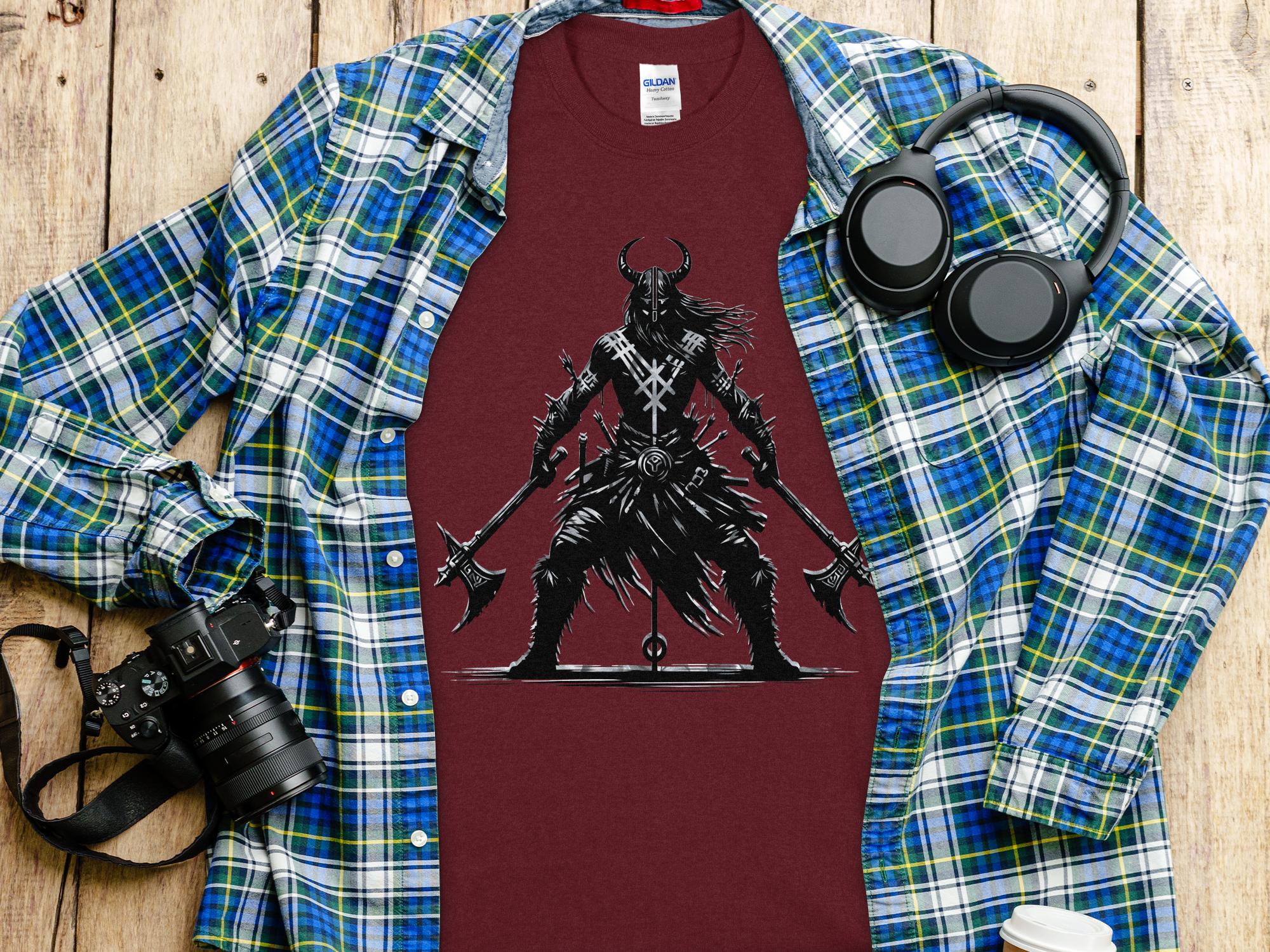 Viking Indomitable - Coloured Gildan T Shirt Norse Talisman Men Women Unisex Valhalla Tee