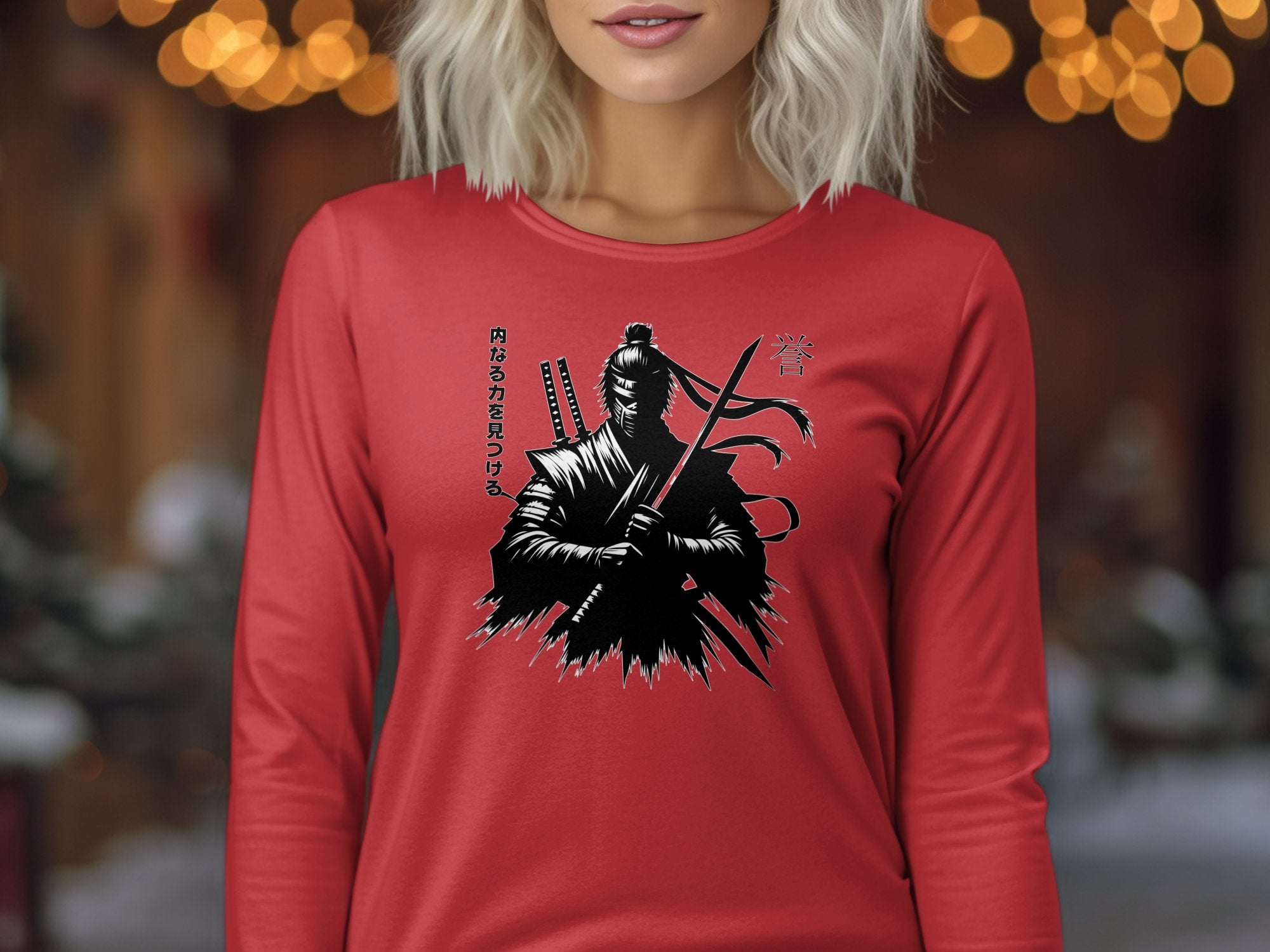 Samurai Ninja - Coloured Gildan Long Sleeve Japanese Talisman Unisex Cultural Symbolic Graphic Design