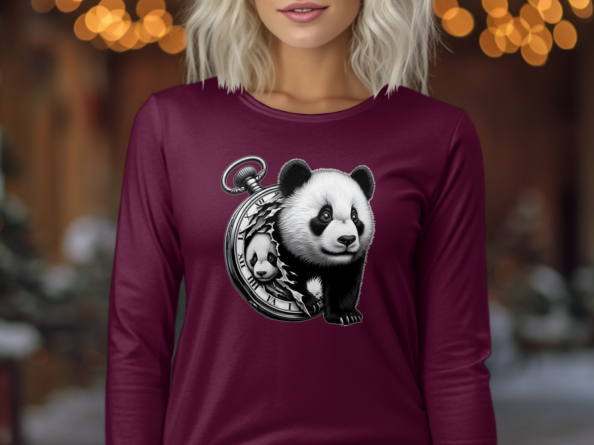 Panda - Coloured Gildan Long Sleeve Realistic Animal Talisman Unisex Cute Tee Graphic Design