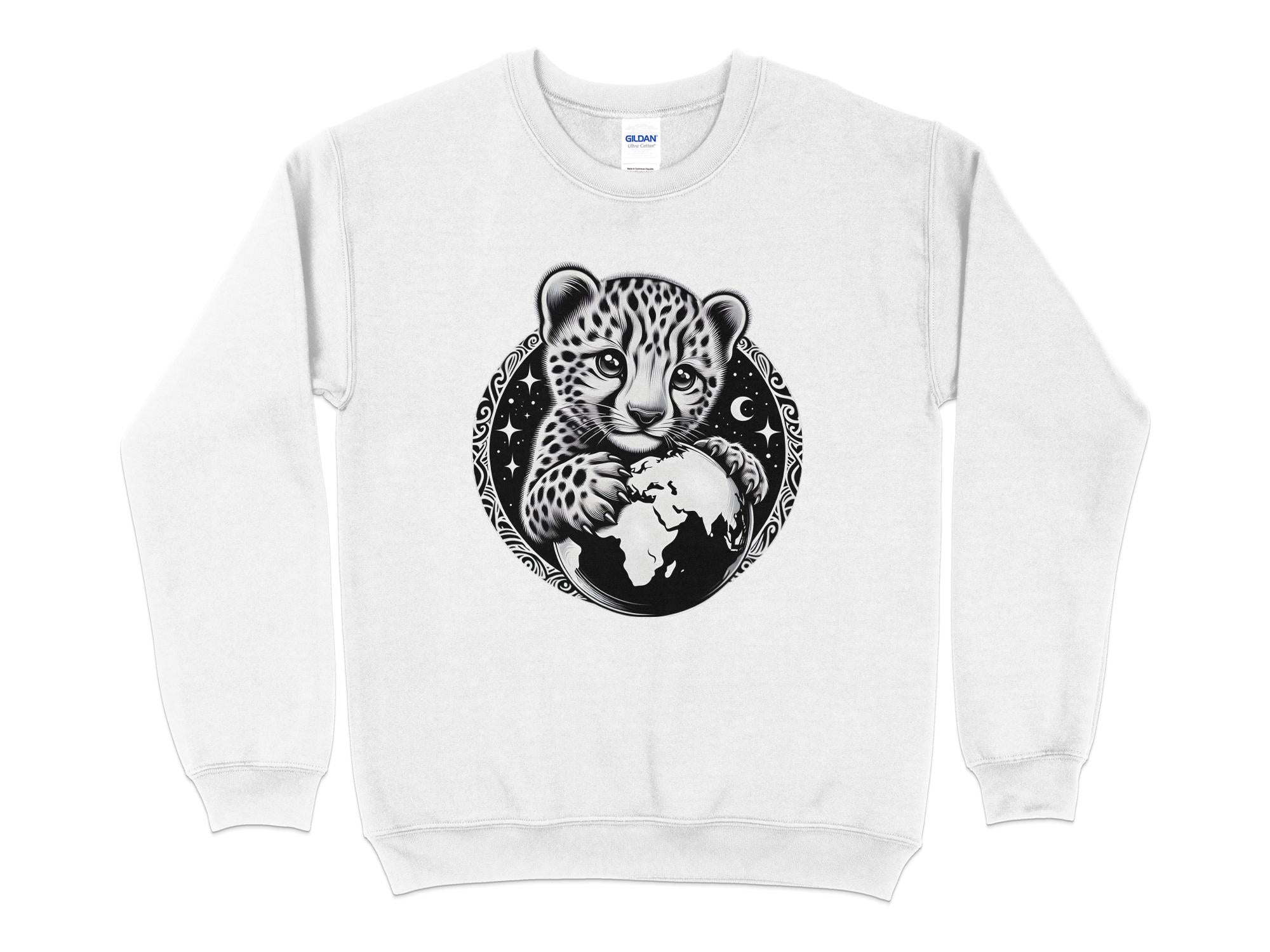 Cheetah World - Coloured Gildan Sweatshirt Realistic Animal Talisman Unisex Cute Tee Graphic Design