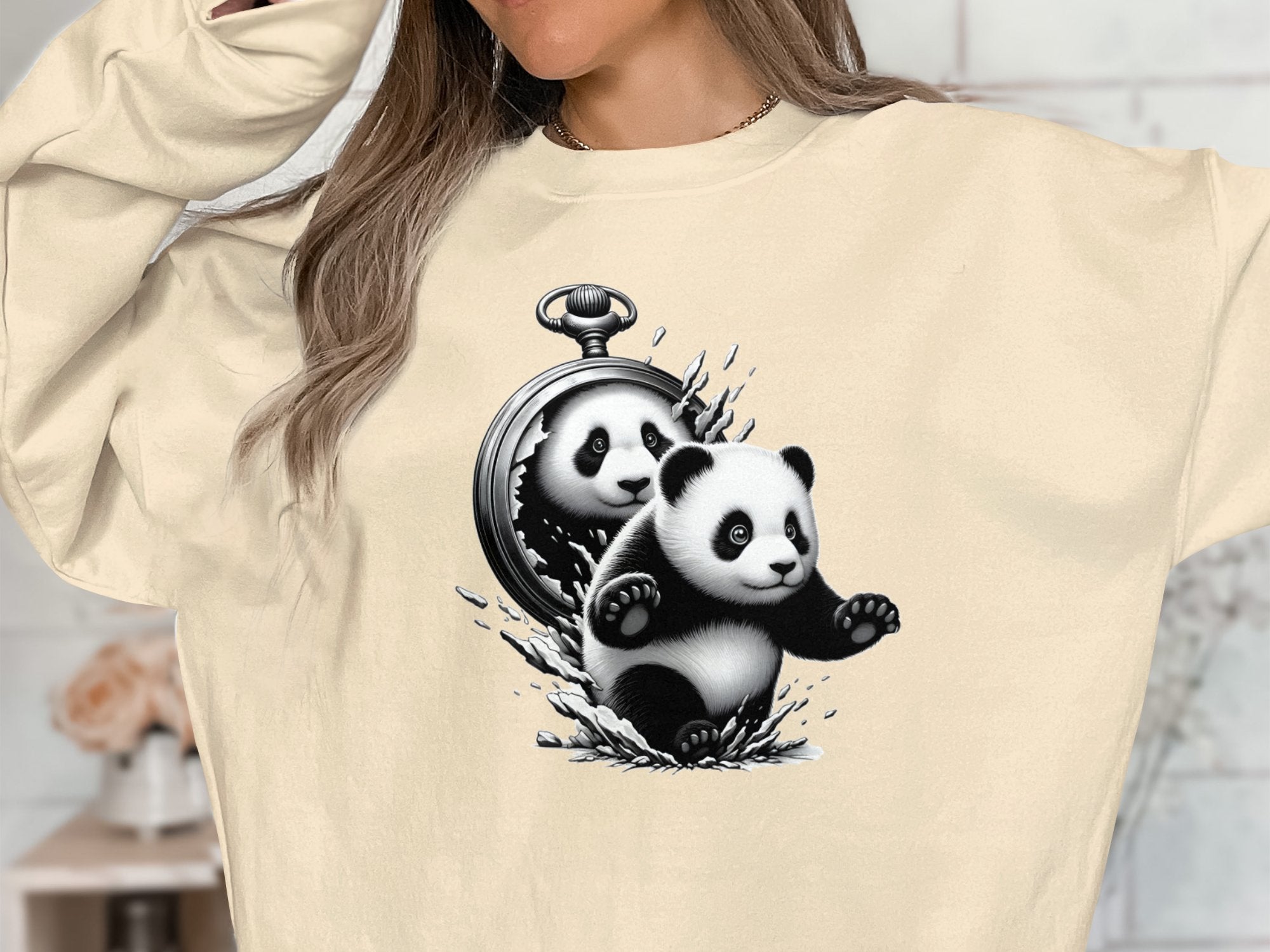 Panda - Coloured Gildan Sweatshirt Realistic Animal Talisman Unisex Cute Tee Graphic Design