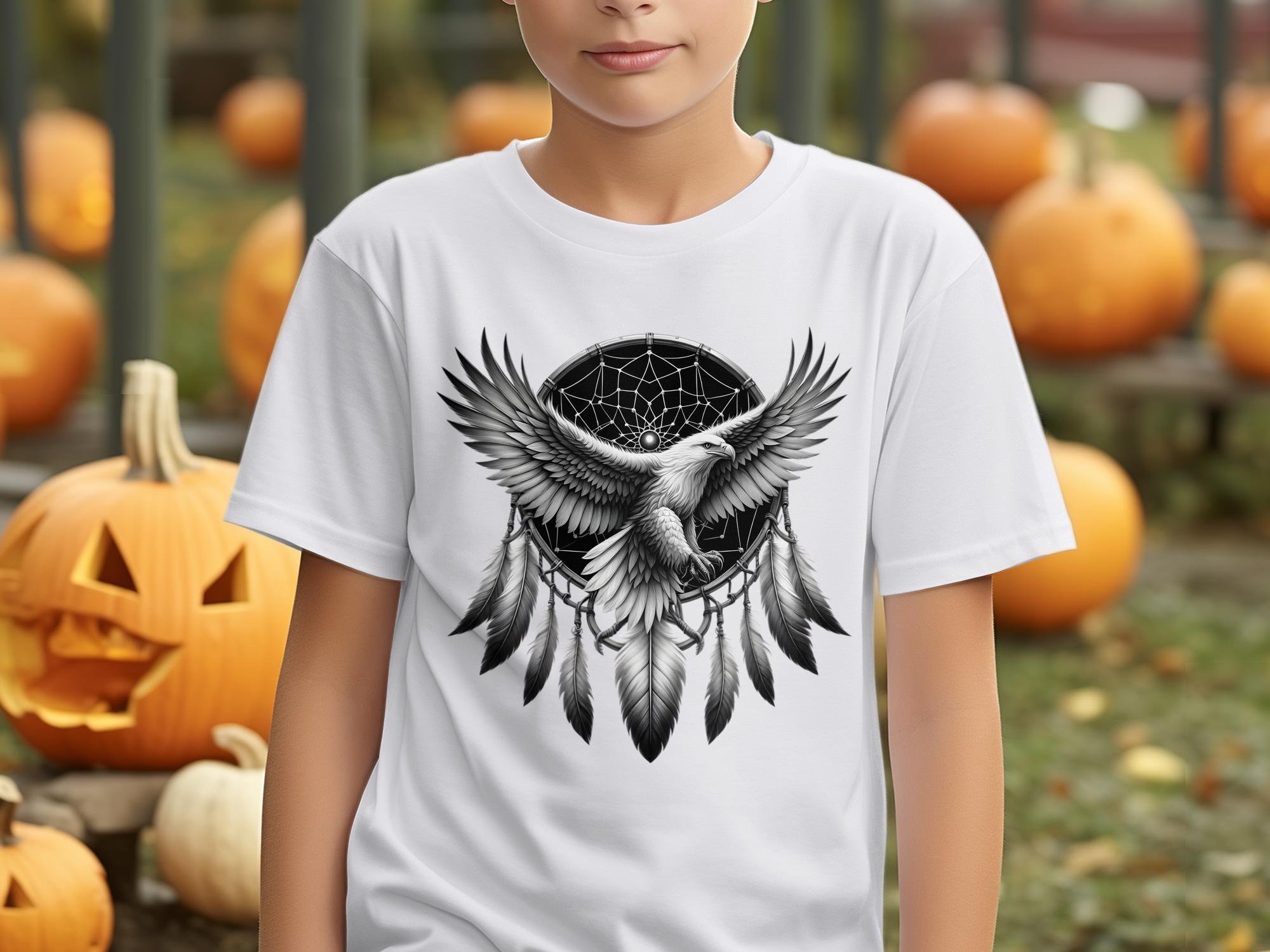 Dreamcatcher Eagle - Coloured Gildan Kids T-Shirt Realistic Native American Talisman Unisex Mythology Tee Graphic Design