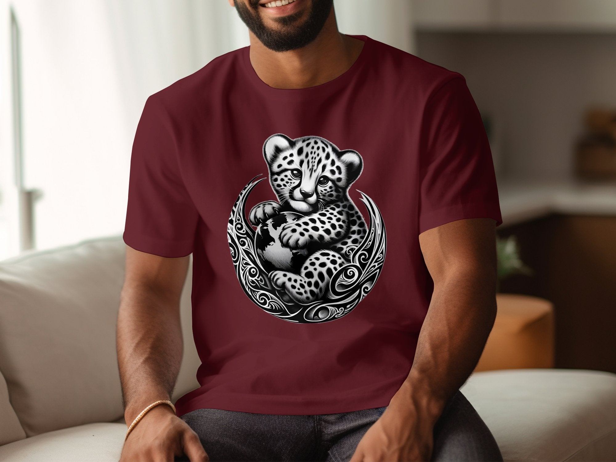 Cheetah World - Coloured Gildan T-Shirt Realistic Animal Talisman Unisex Cute Tee Graphic Design