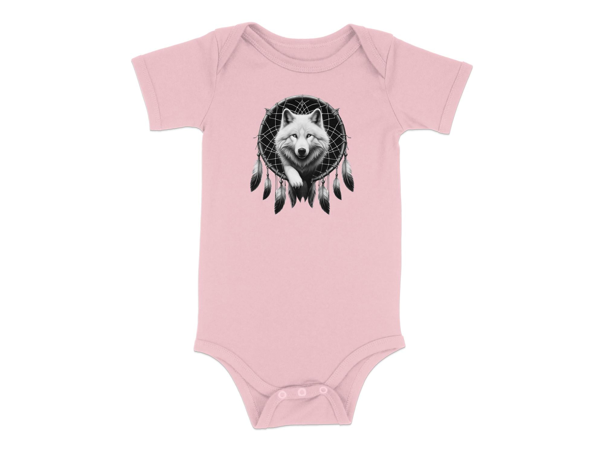 Dreamcatcher Wolf - Coloured Toddler Bodysuit Realistic Native American Talisman Unisex Mythology Tee Graphic Design