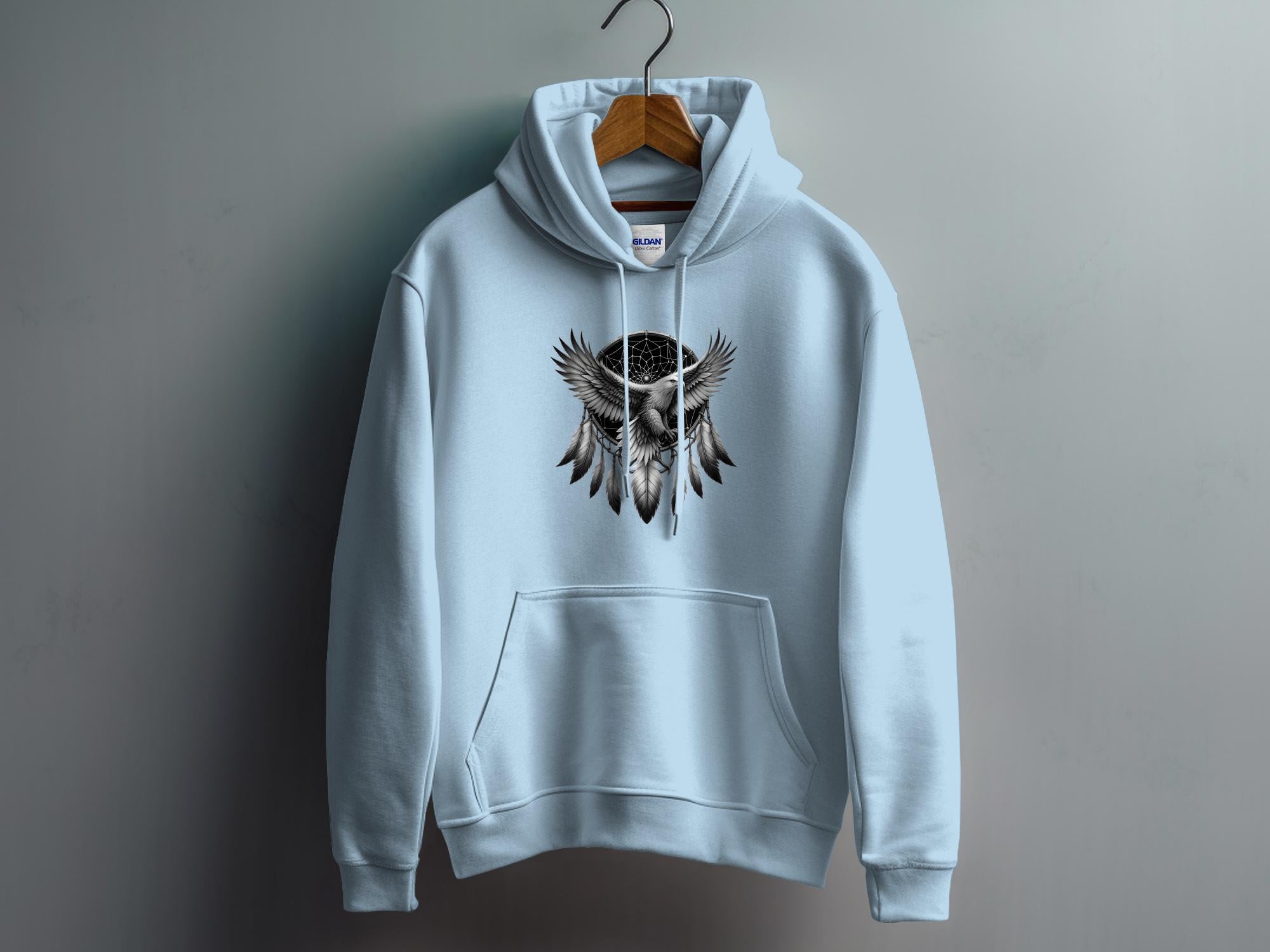 Dreamcatcher Eagle - Coloured Gildan Hoodie Realistic Native American Talisman Unisex Mythology Tee Graphic Design