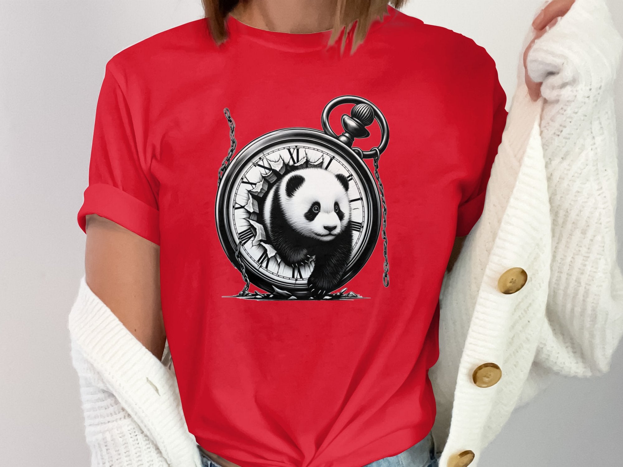 Panda - Coloured Gildan T-Shirt Realistic Animal Talisman Unisex Cute Tee Graphic Design