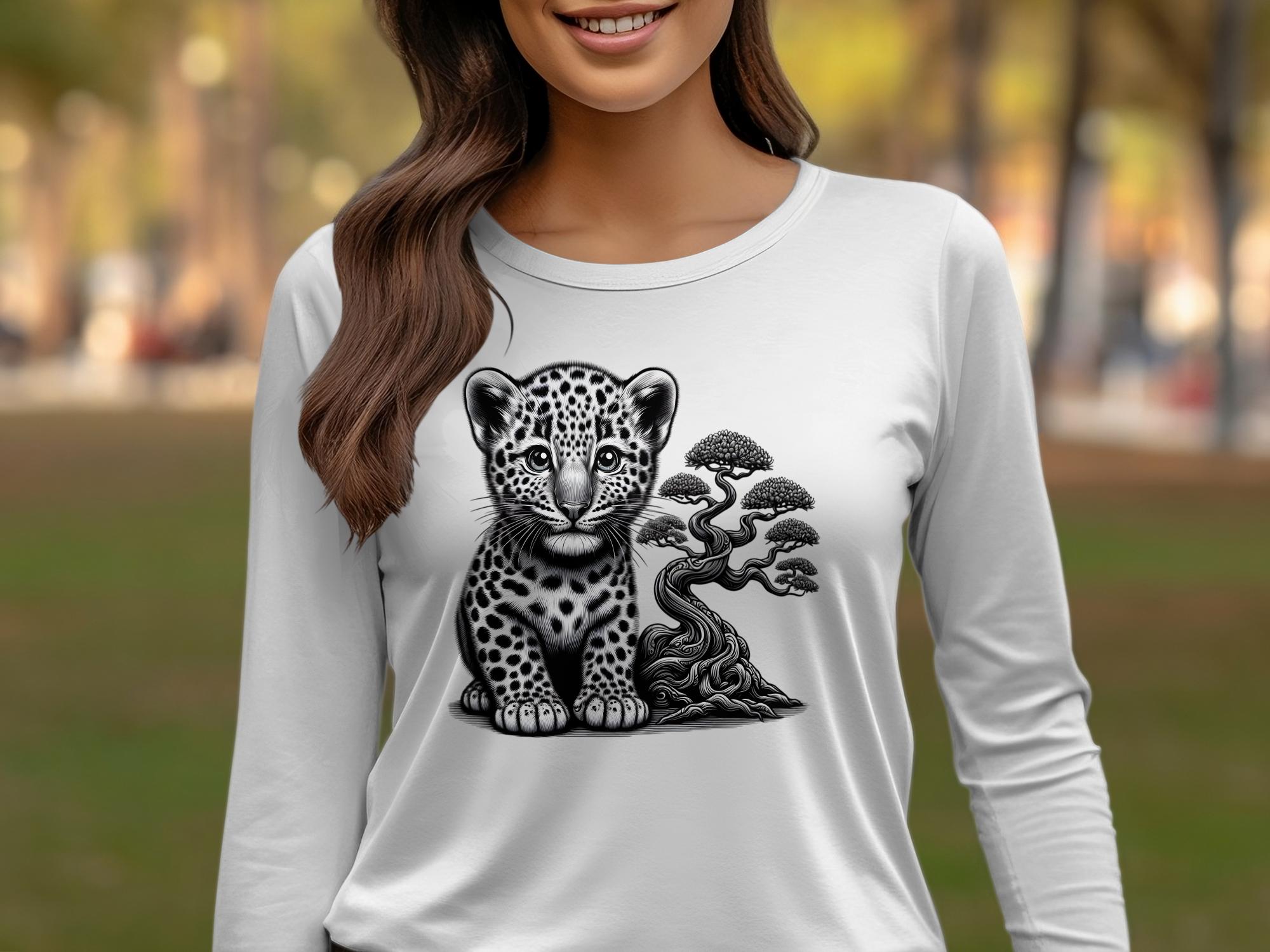 Leopard Bonsai - Coloured Gildan Long Sleeve Realistic Animal Talisman Unisex Cute Tee Graphic Design