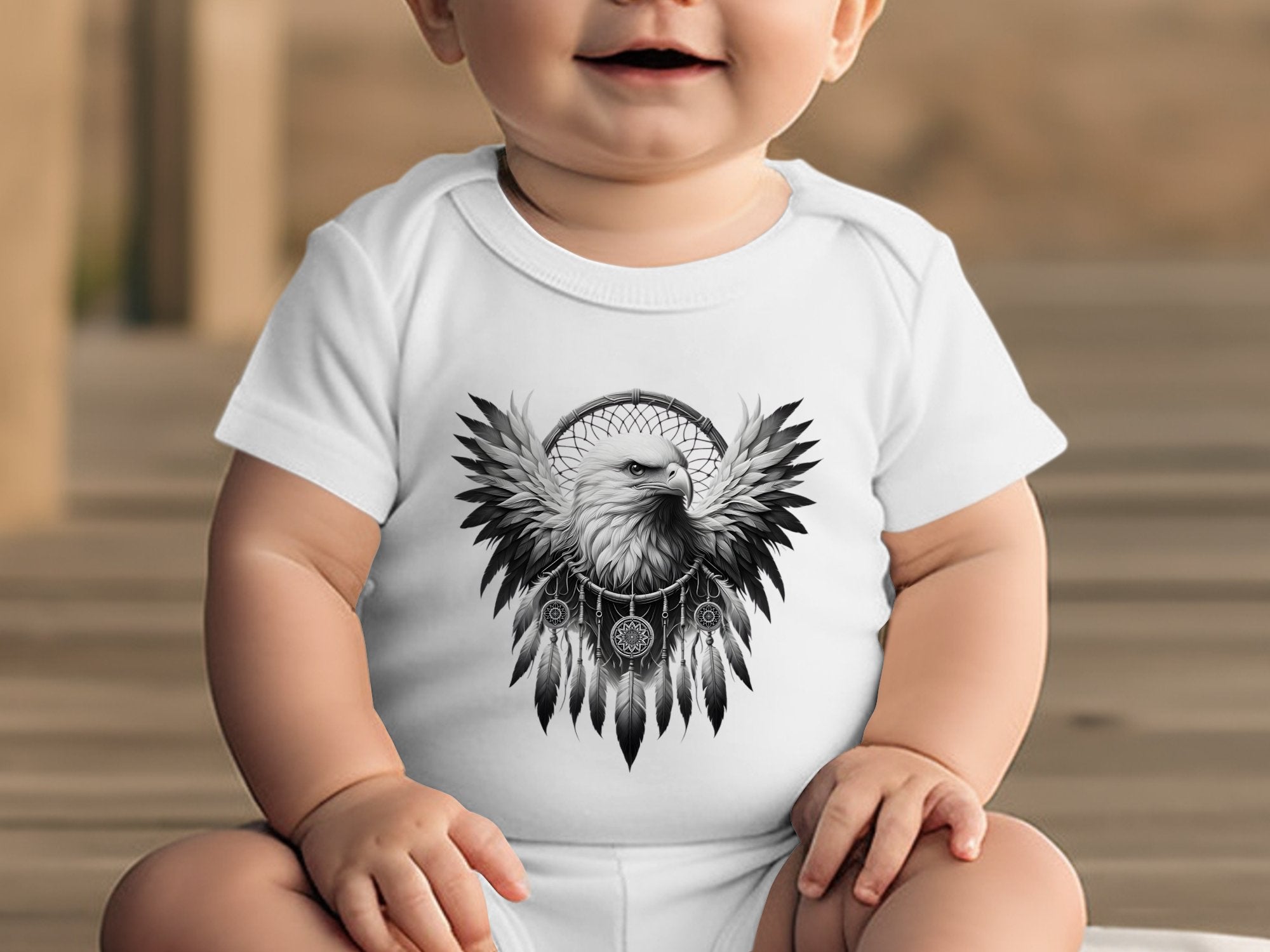 Dreamcatcher Eagle - Coloured Toddler Bodysuit Realistic Native American Talisman Unisex Mythology Tee Graphic Design