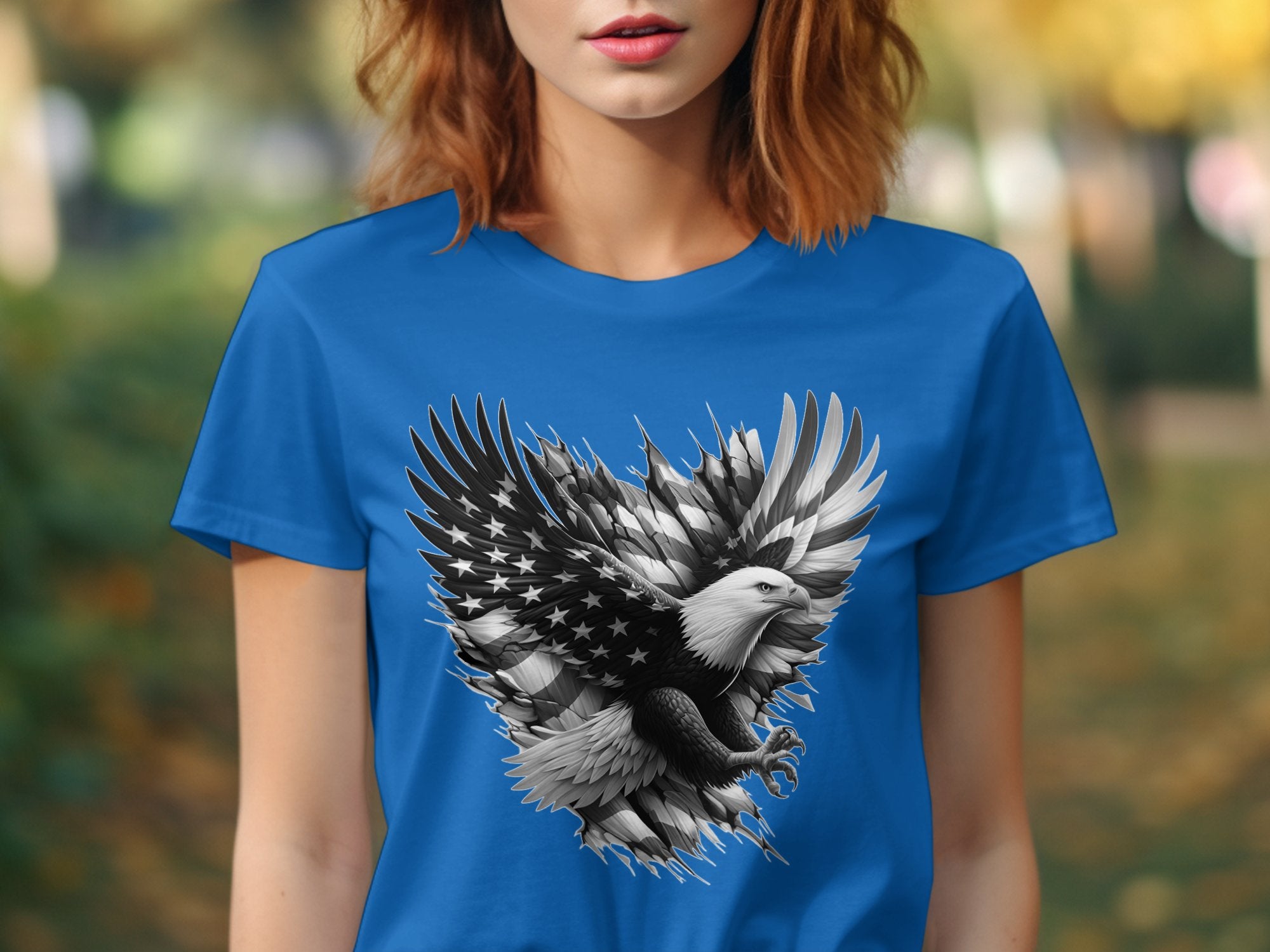 Eagle Patriot - Coloured Gildan T-Shirt Realistic Animal Talisman Unisex Tee Graphic Design